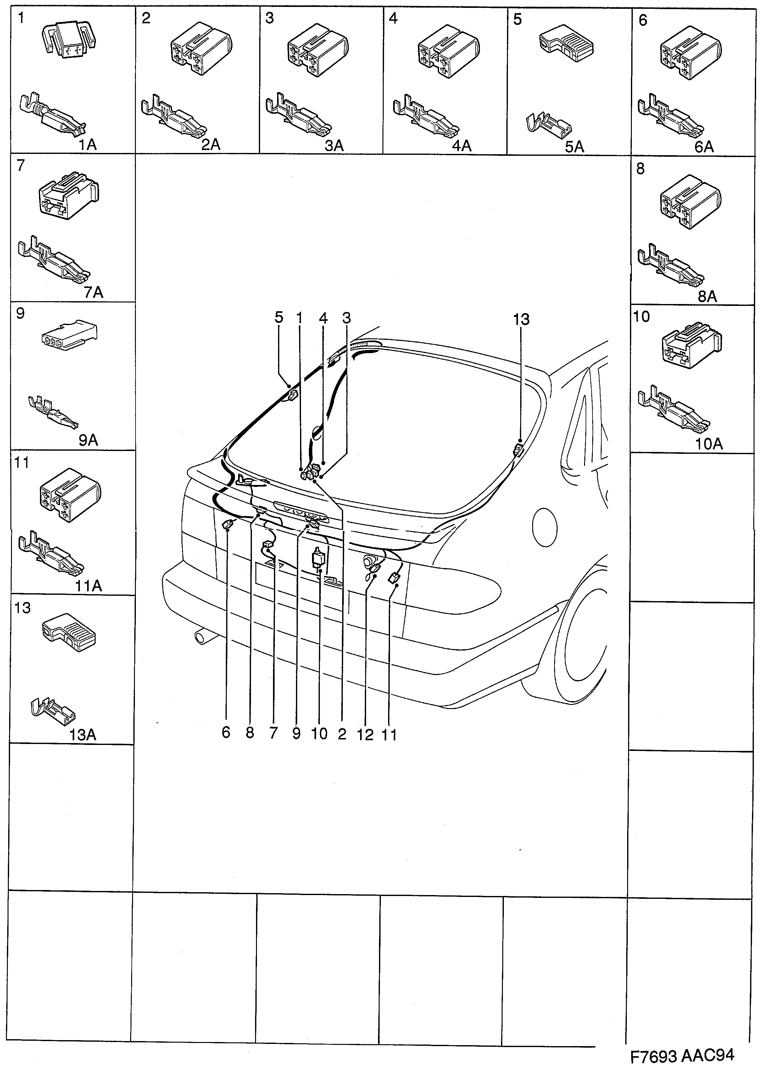 Saab 900 Trunk lid diagram