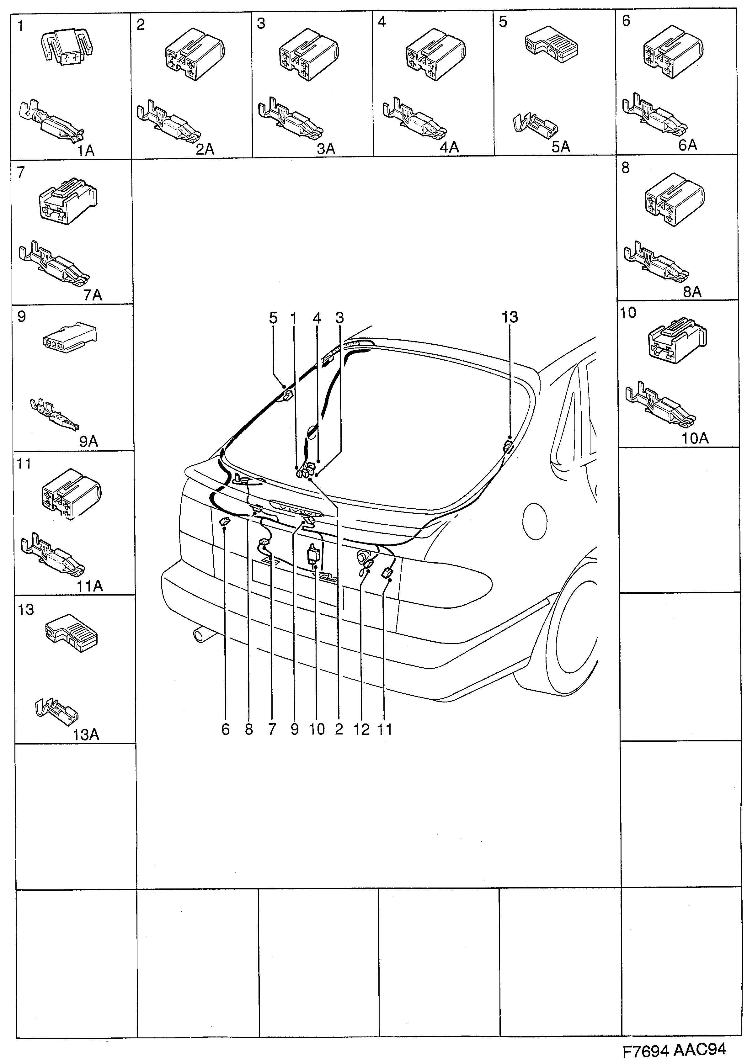 Saab 900 Trunk lid diagram