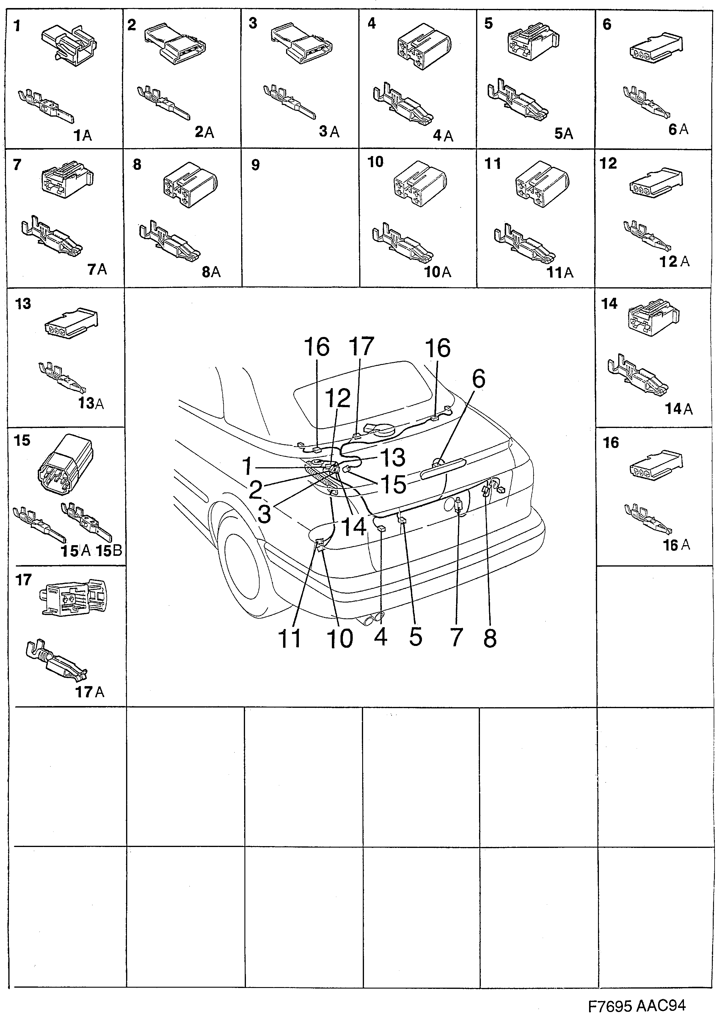 Saab 900 Trunk lid diagram