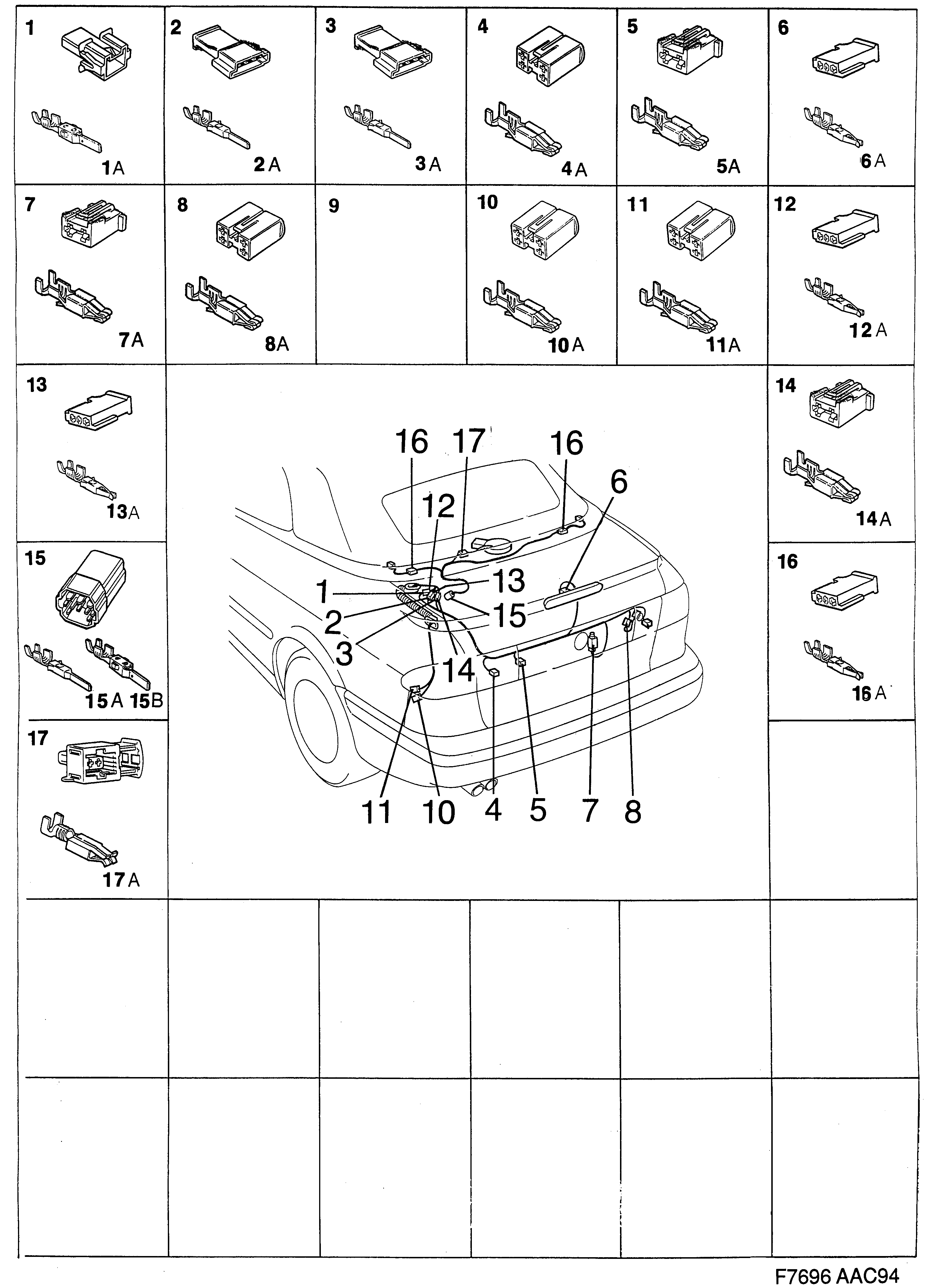 Saab 900 Trunk lid diagram