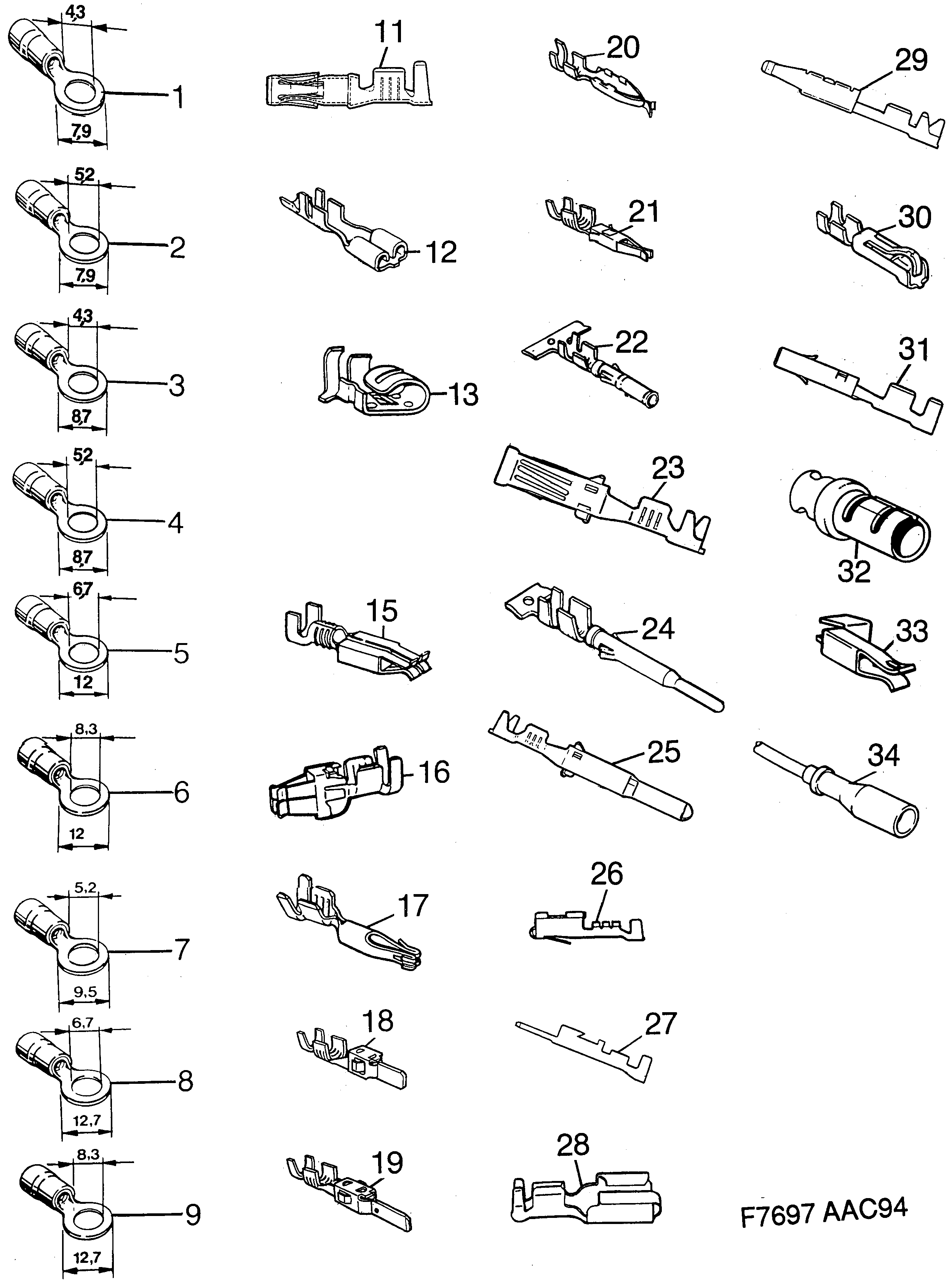 Saab 900 Cable terminal diagram
