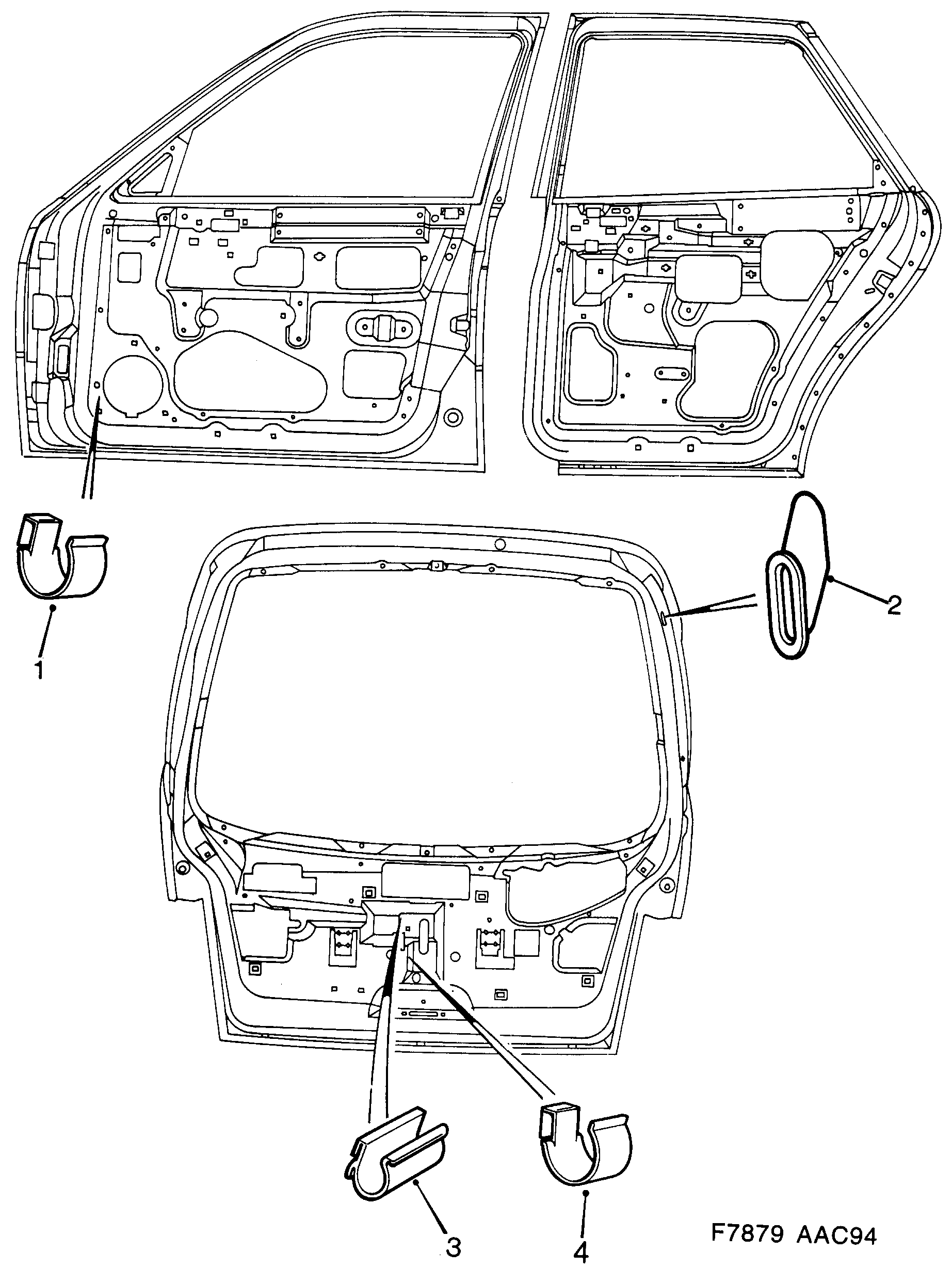 Saab 900 Mounting details Doors diagram