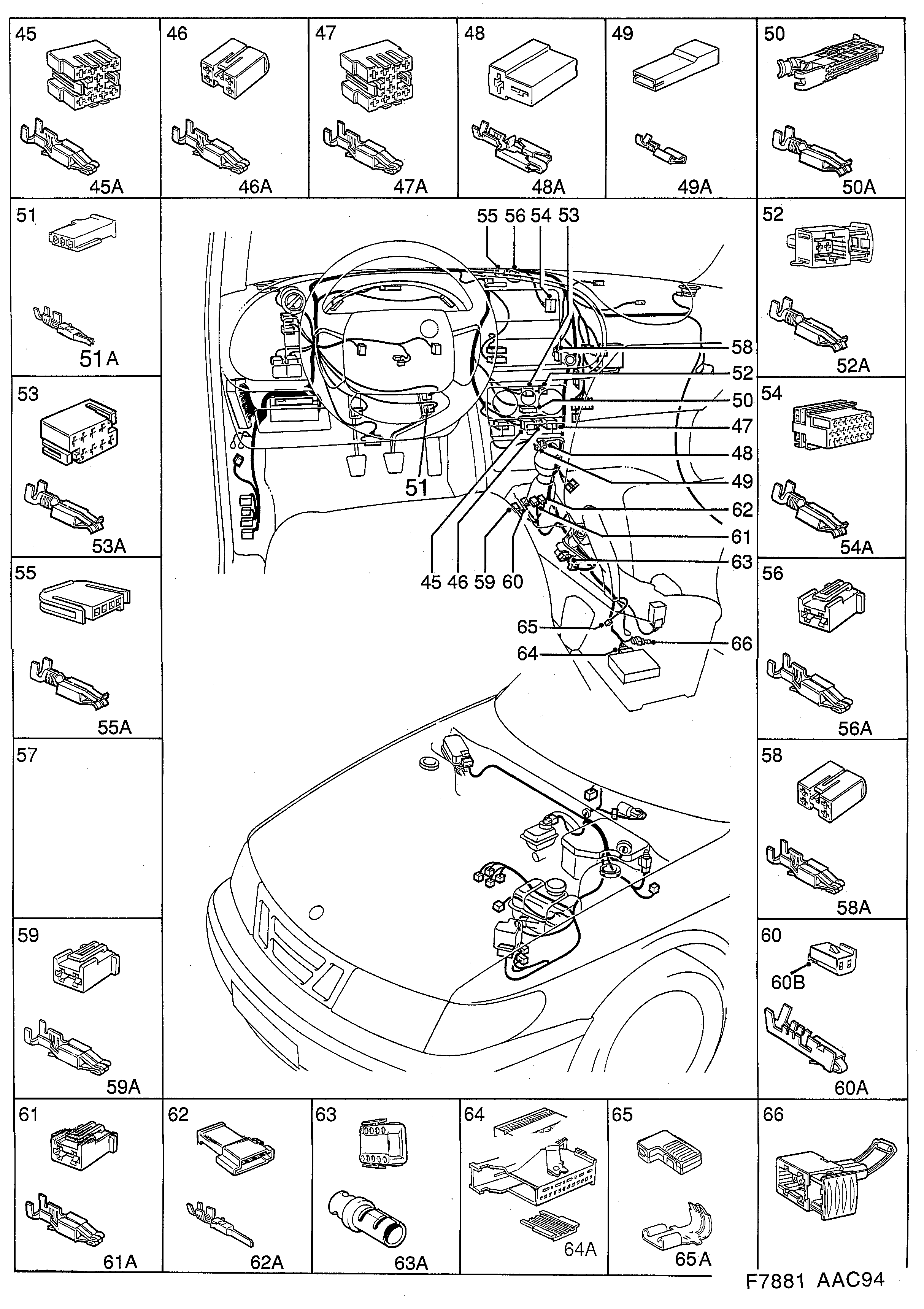 Saab 900 Instrument panel diagram