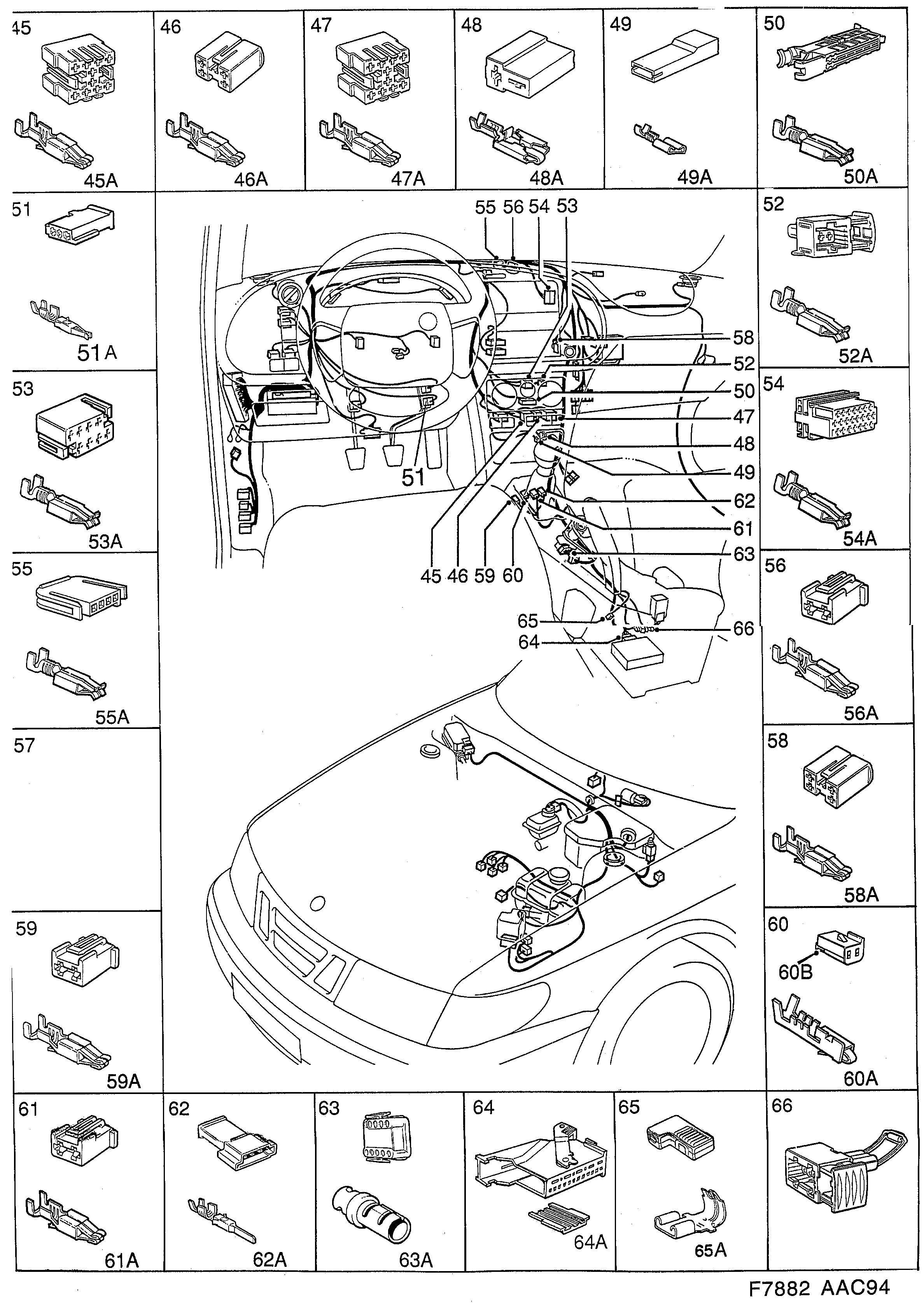 Saab 900 Instrument panel diagram