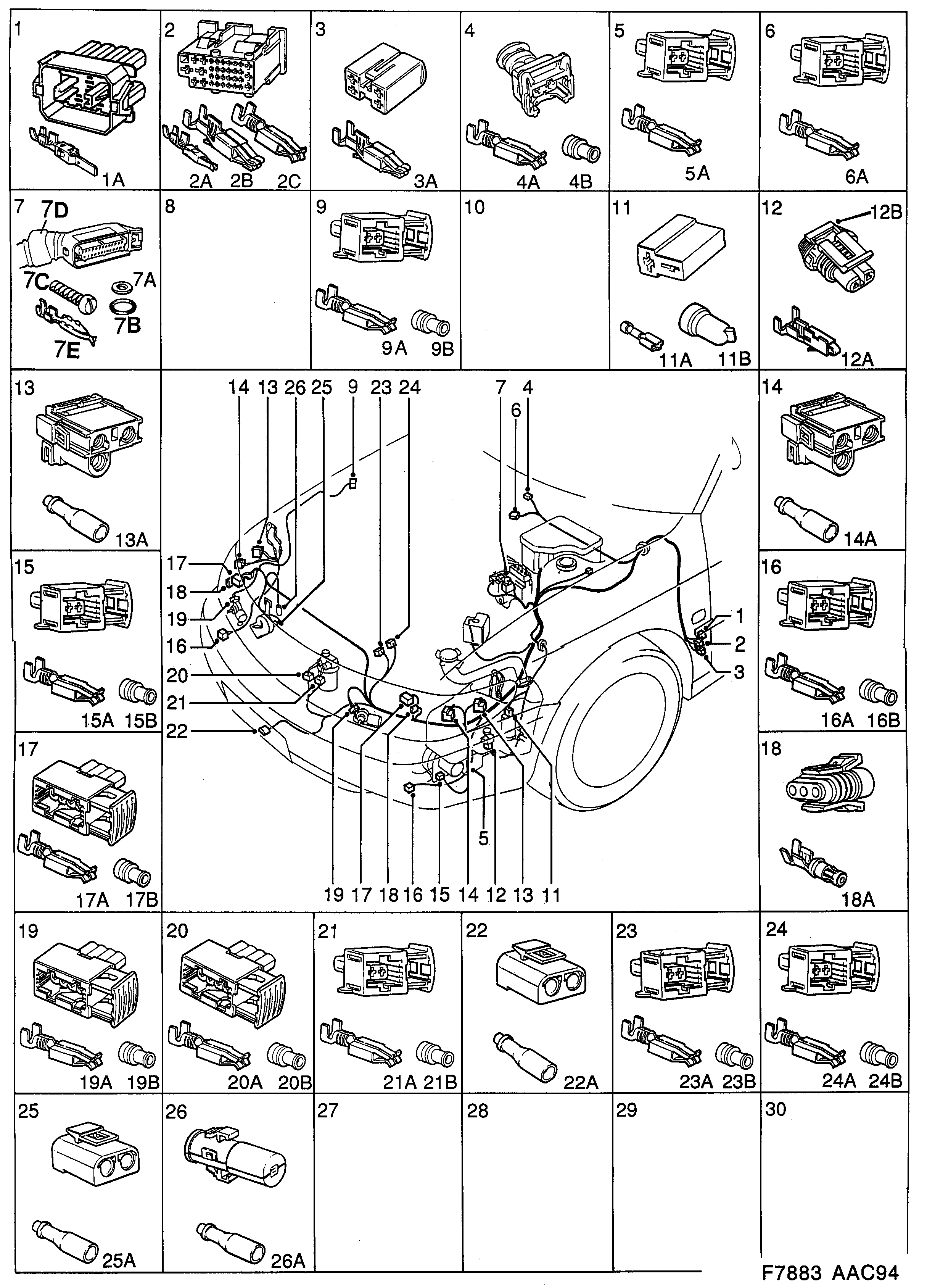 Saab 900 Front diagram