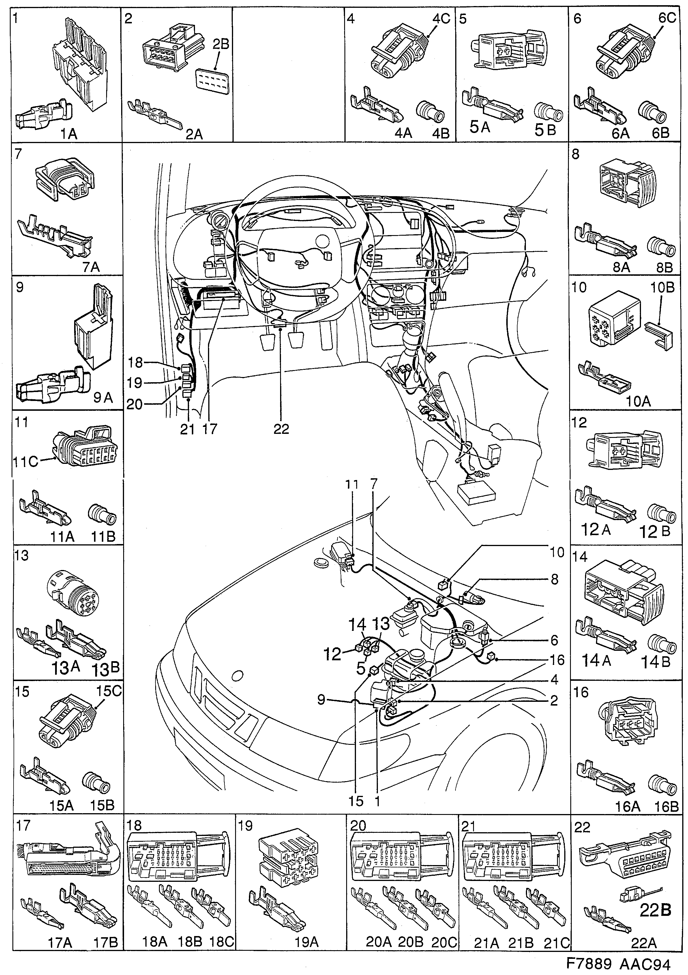 Saab 900 Instrument panel diagram