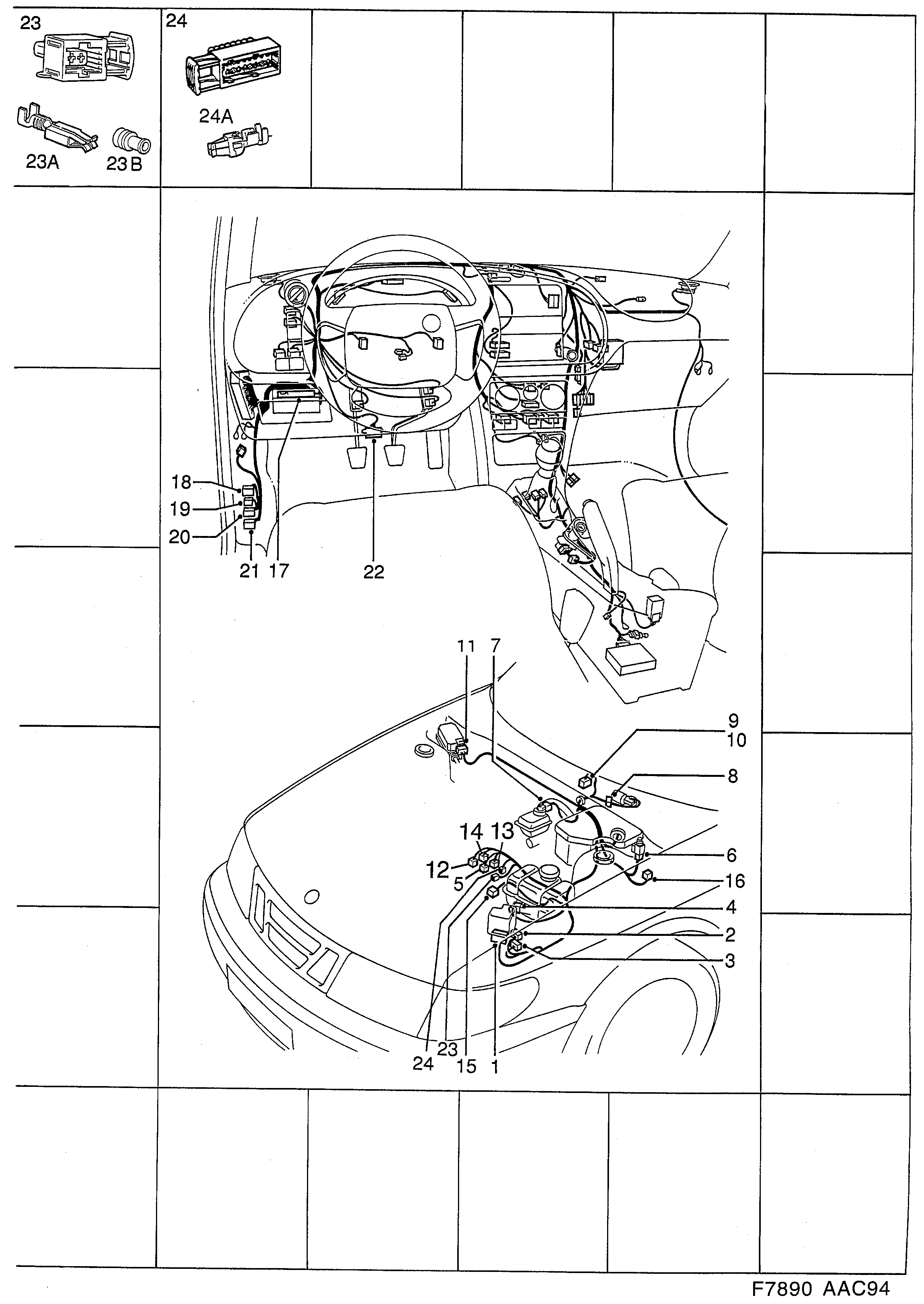Saab 900 Instrument panel diagram