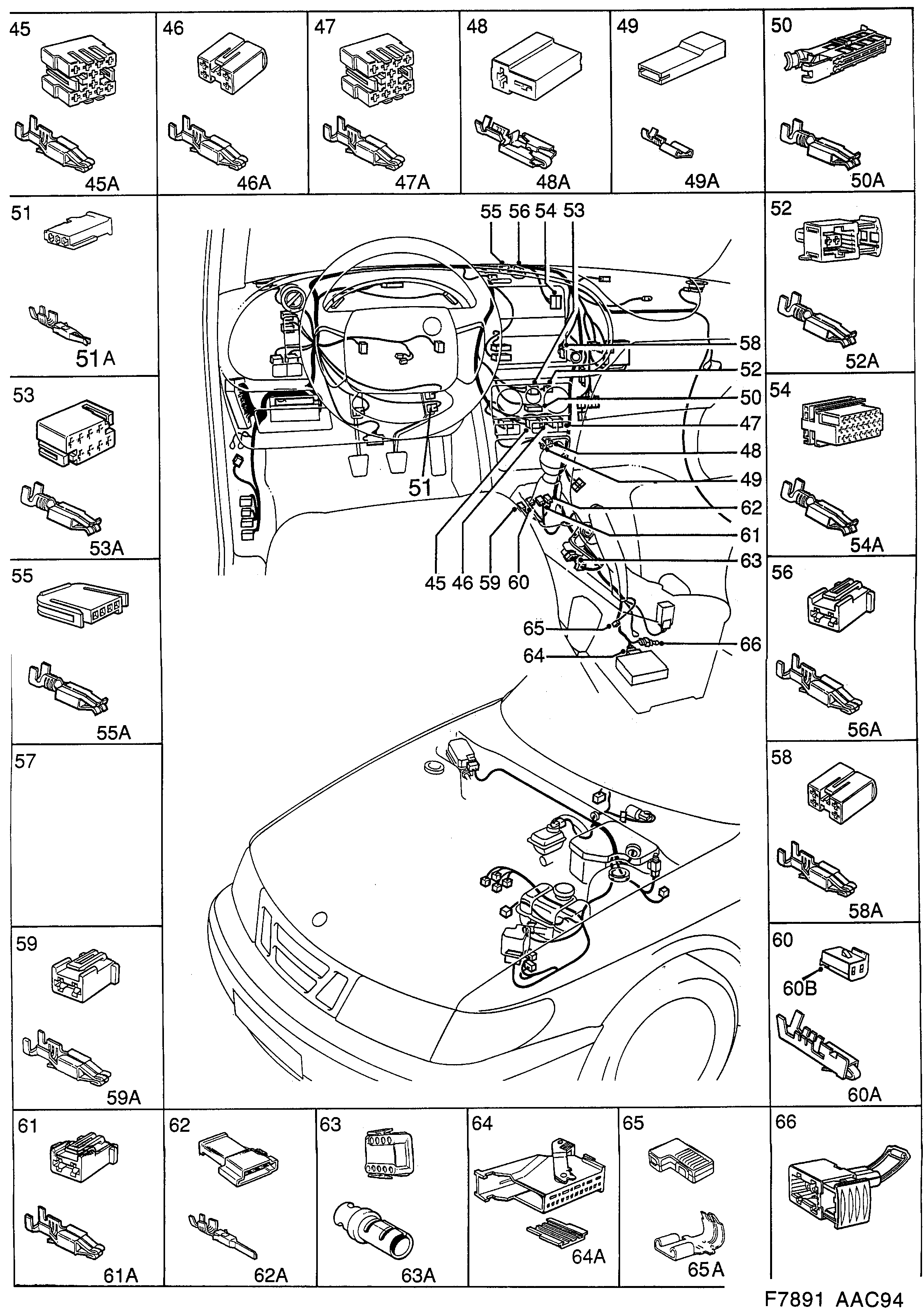 Saab 900 Instrument panel diagram