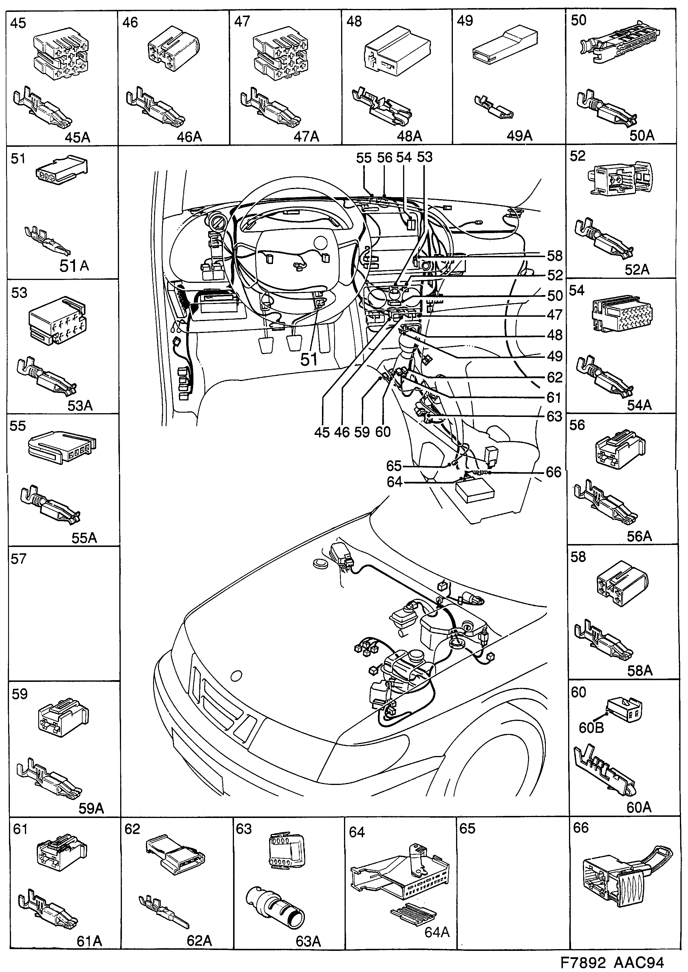 Saab 900 Instrument panel diagram