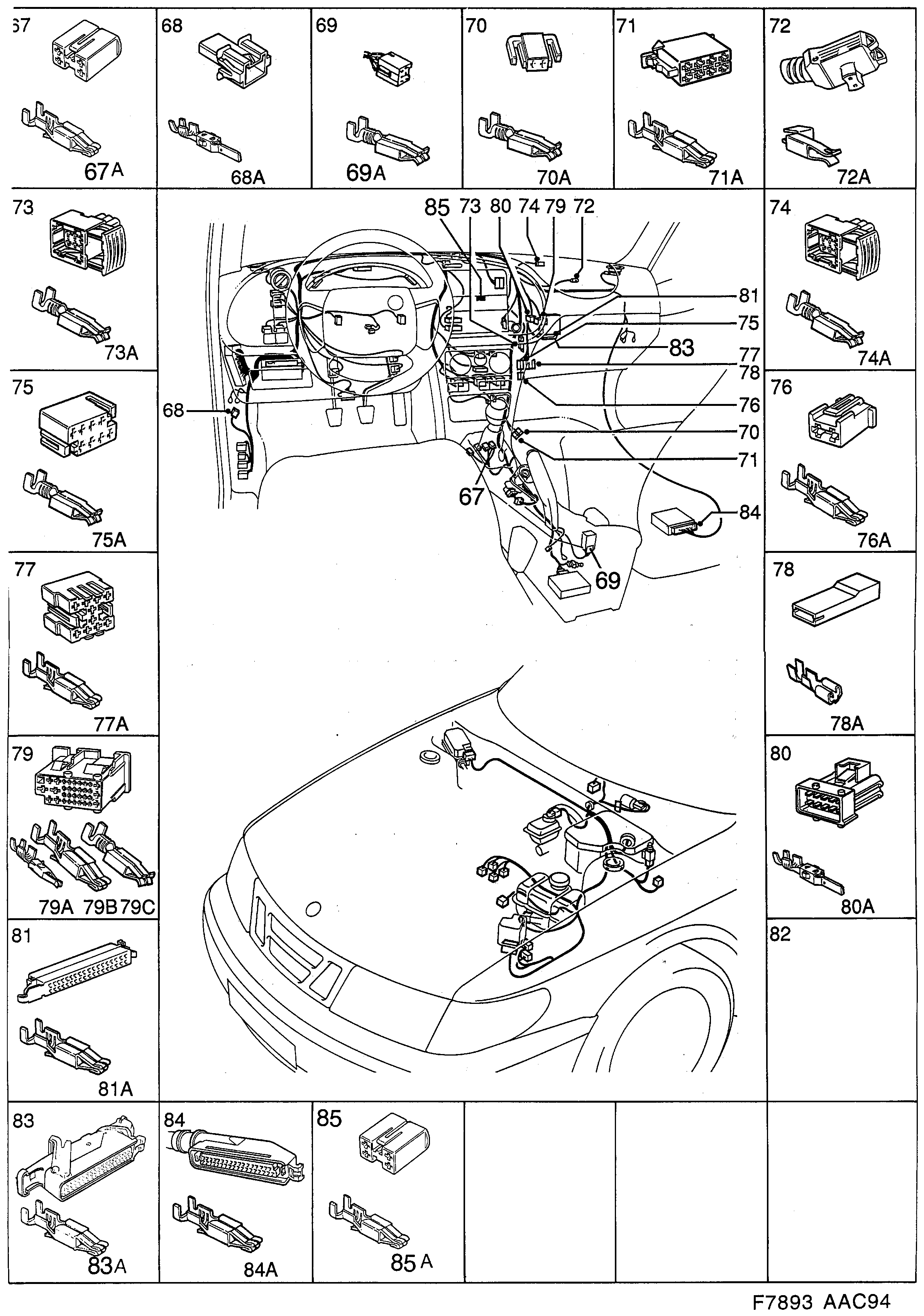 Saab 900 Instrument panel diagram