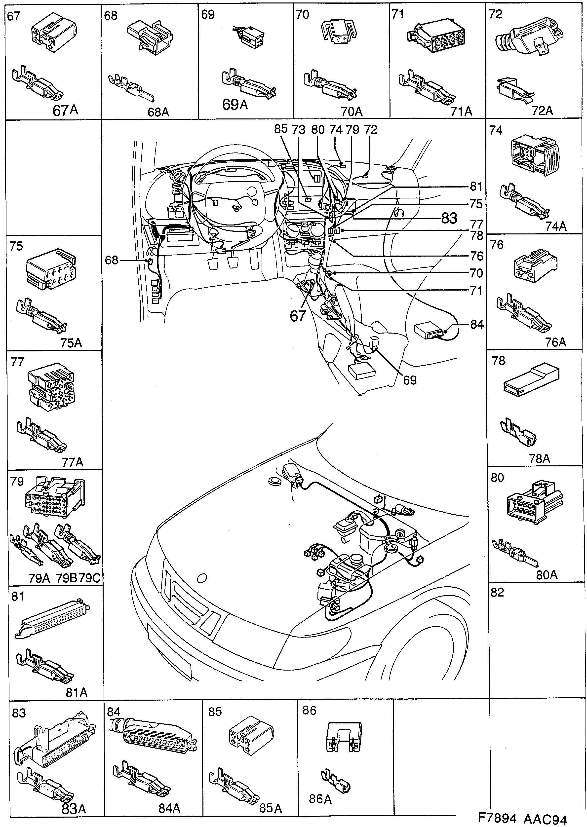 Saab 900 Instrument panel diagram