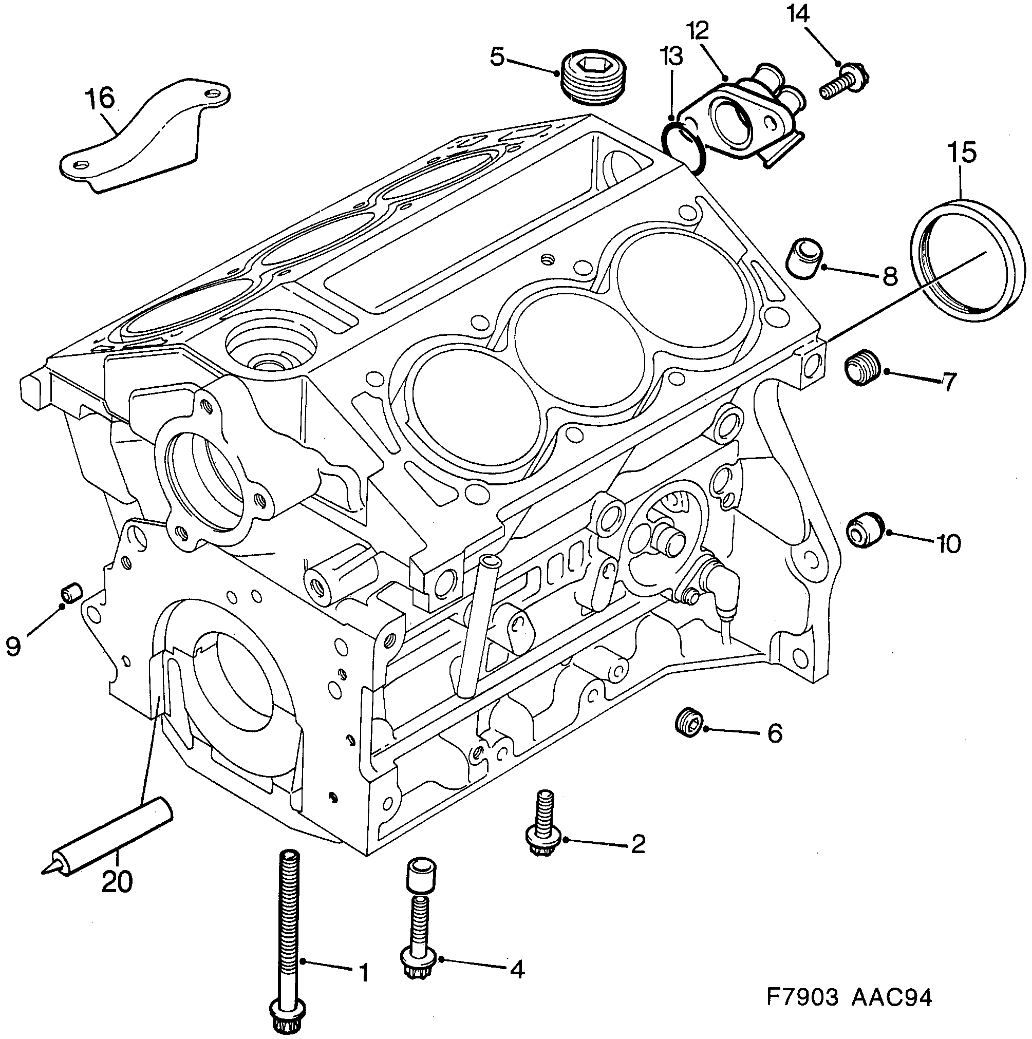 Saab 900 Cylinder block diagram