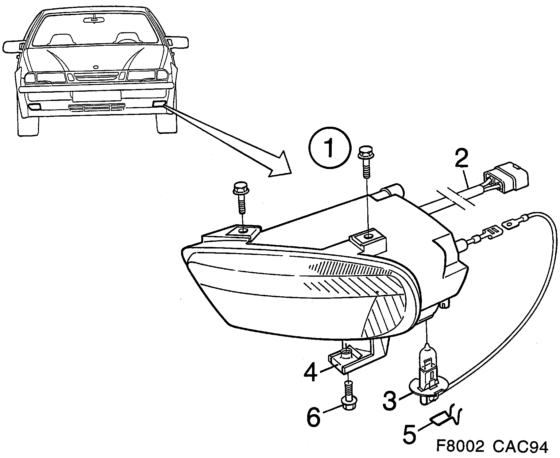 Saab 9000 Fog light diagram