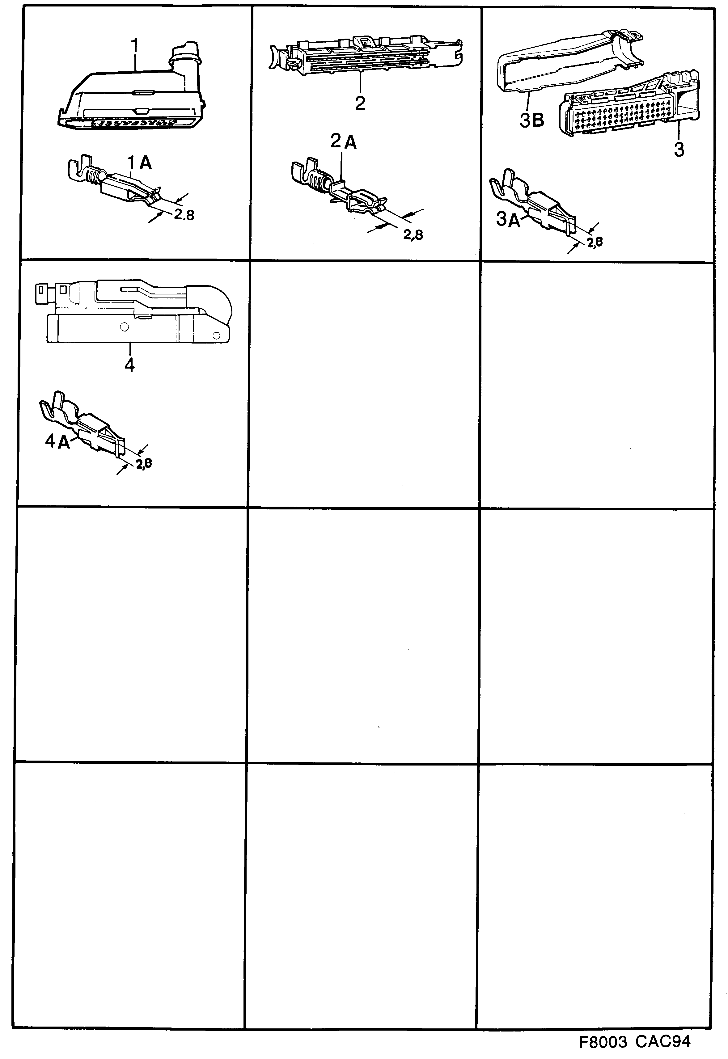 Saab 9000 Connector housing etc diagram