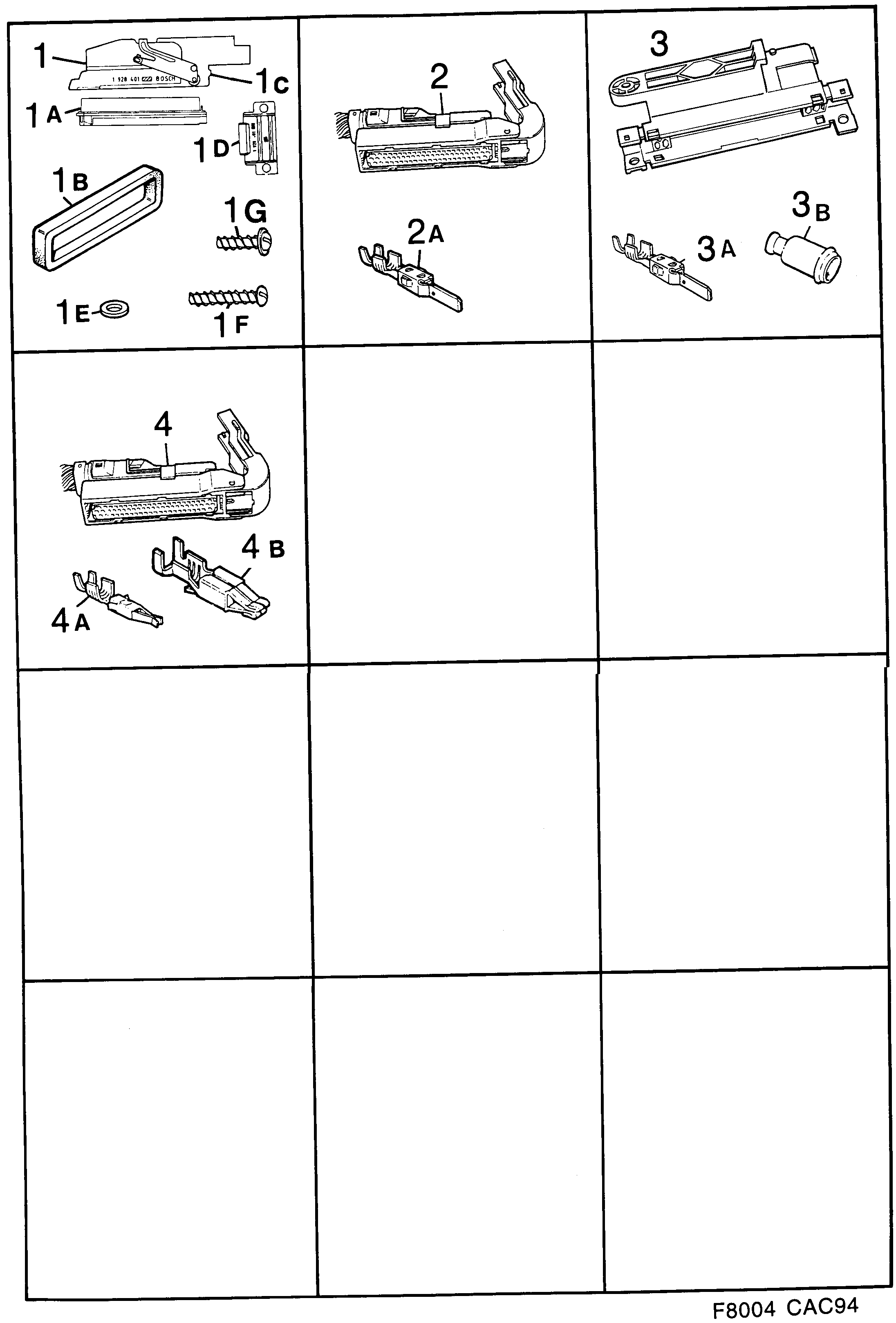 Saab 9000 Connector housing etc diagram