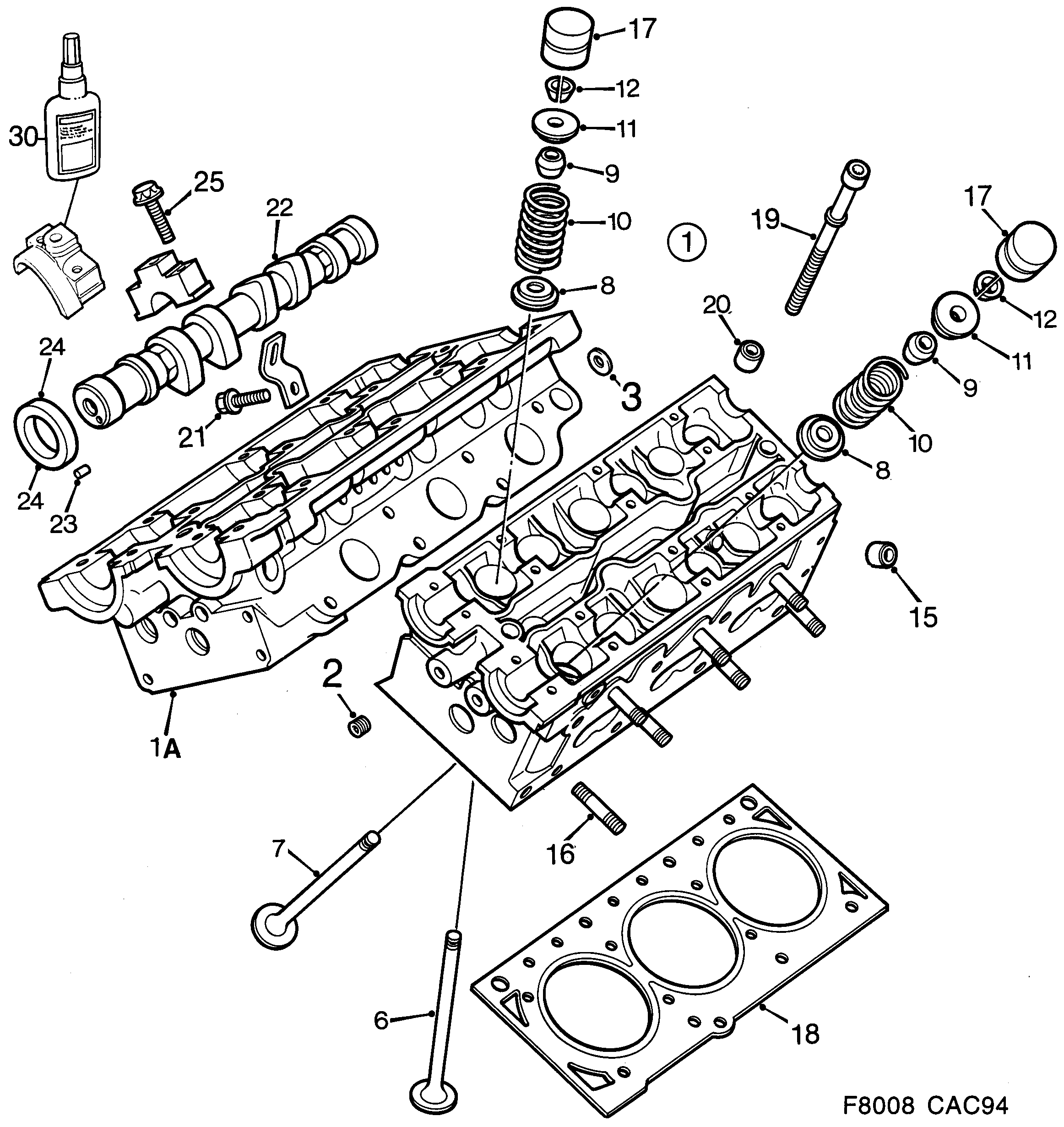 Saab 9000 Cylinder head 6-cylinder diagram