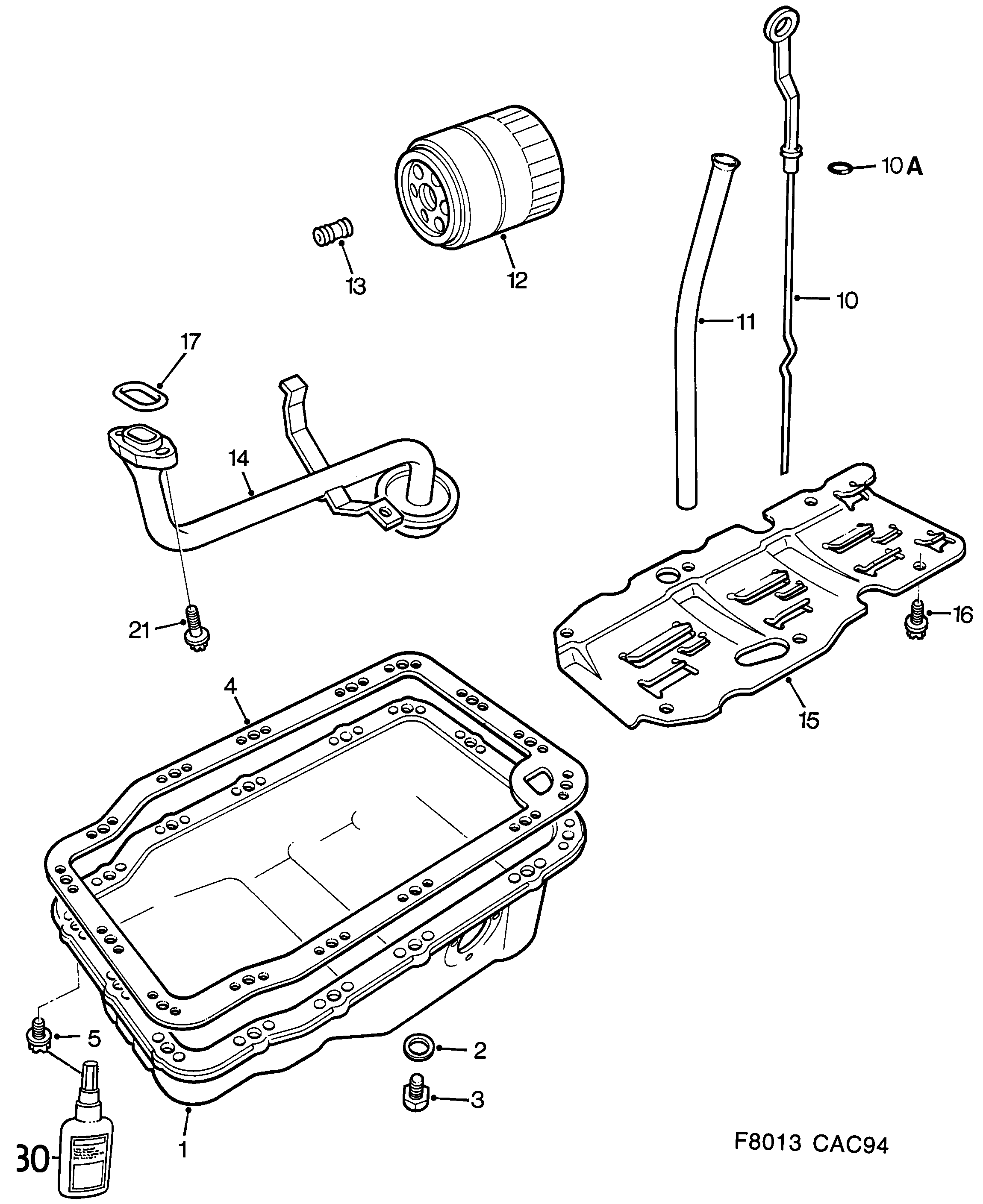 Saab 9000 Oil pan, oil filter 6-cylinder diagram