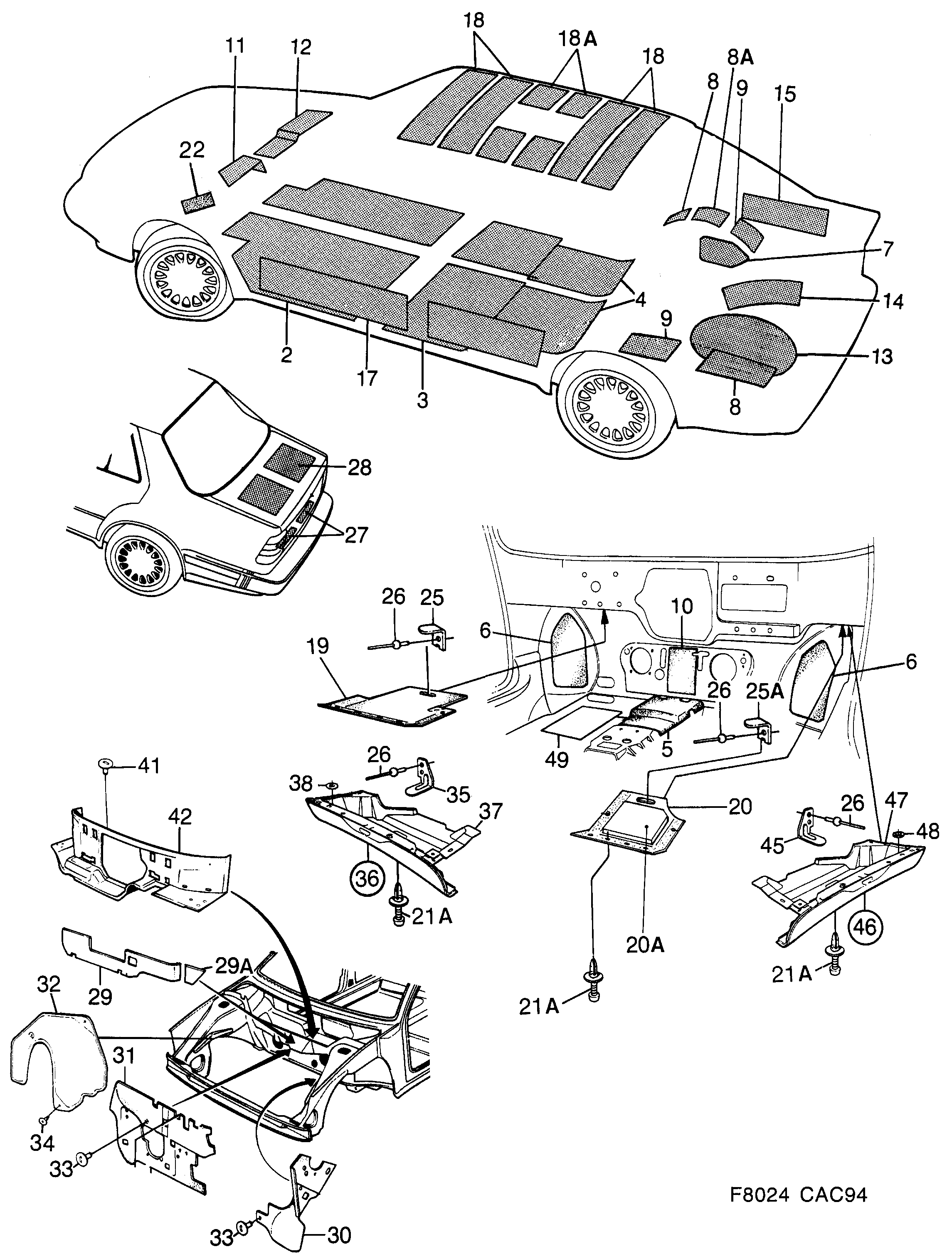 Saab 9000 Sound insulation diagram
