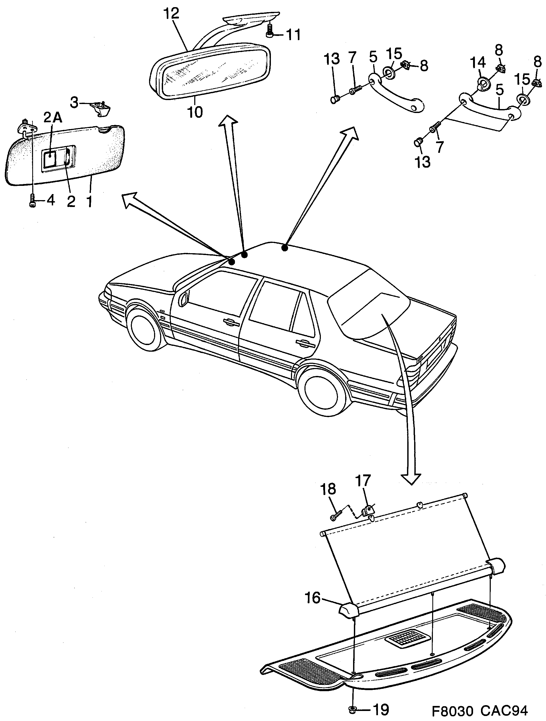 Saab 9000 Other interior equipment diagram