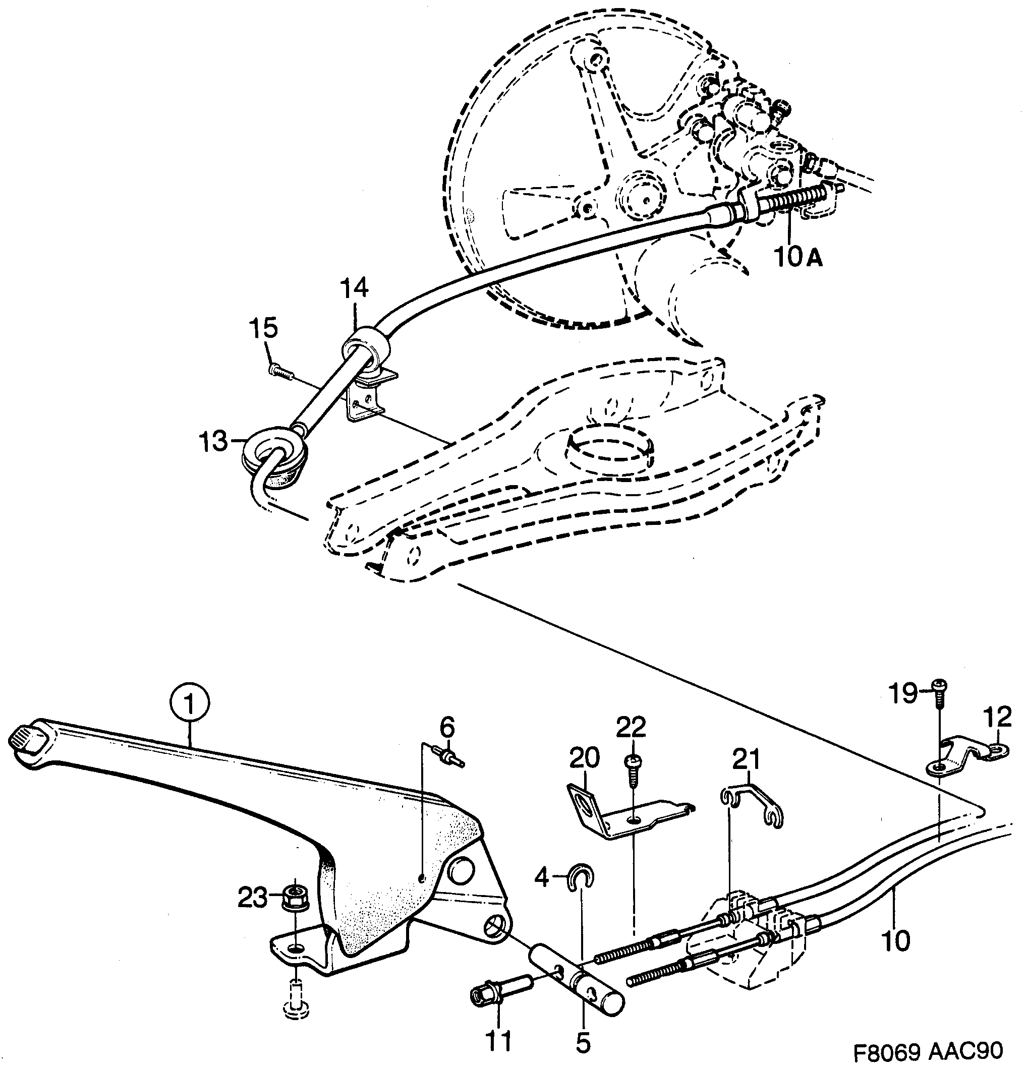 Saab 900 Parking brake system diagram