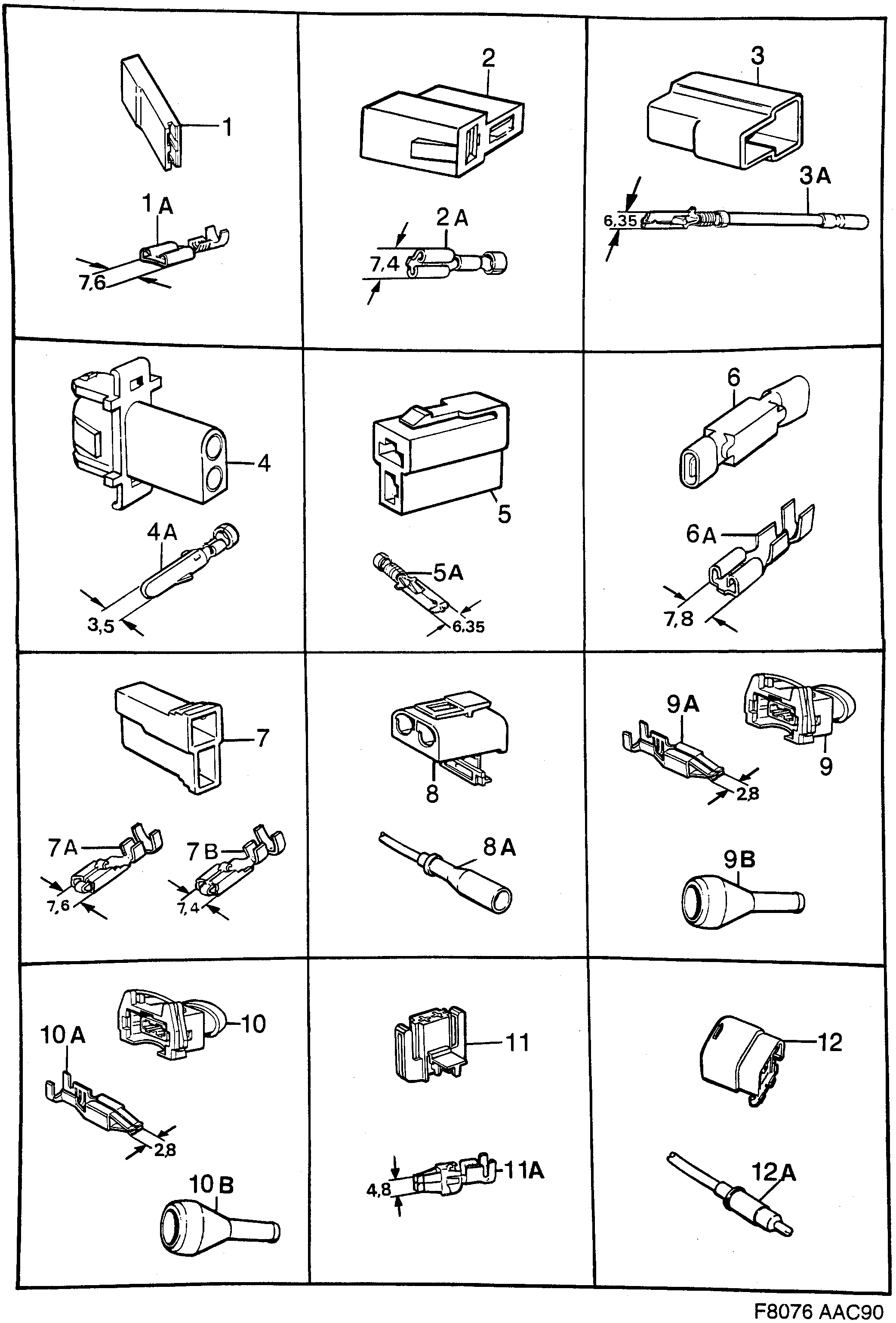 Saab 900 Connector housing etc diagram