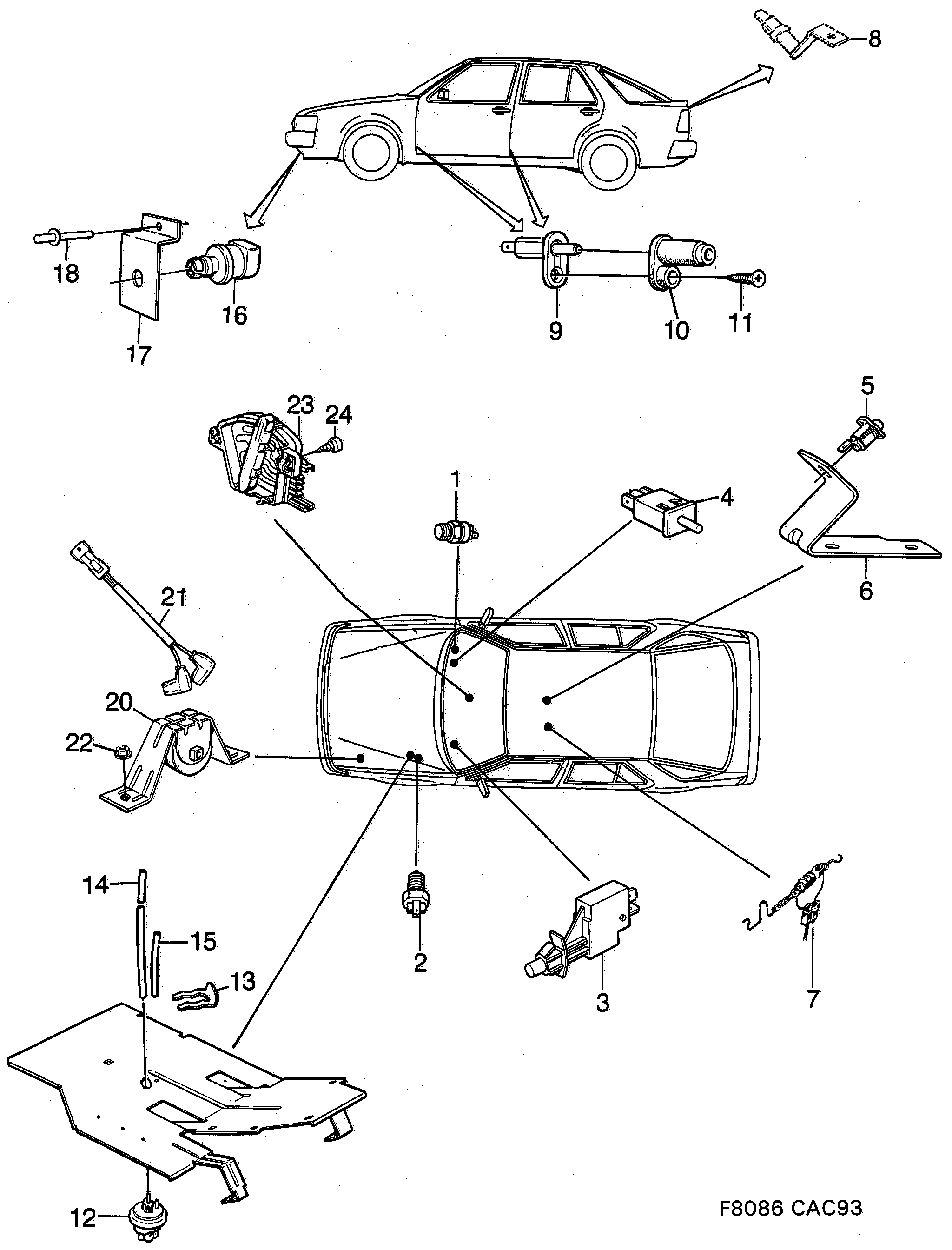 Saab 9000 Connectors sensor diagram
