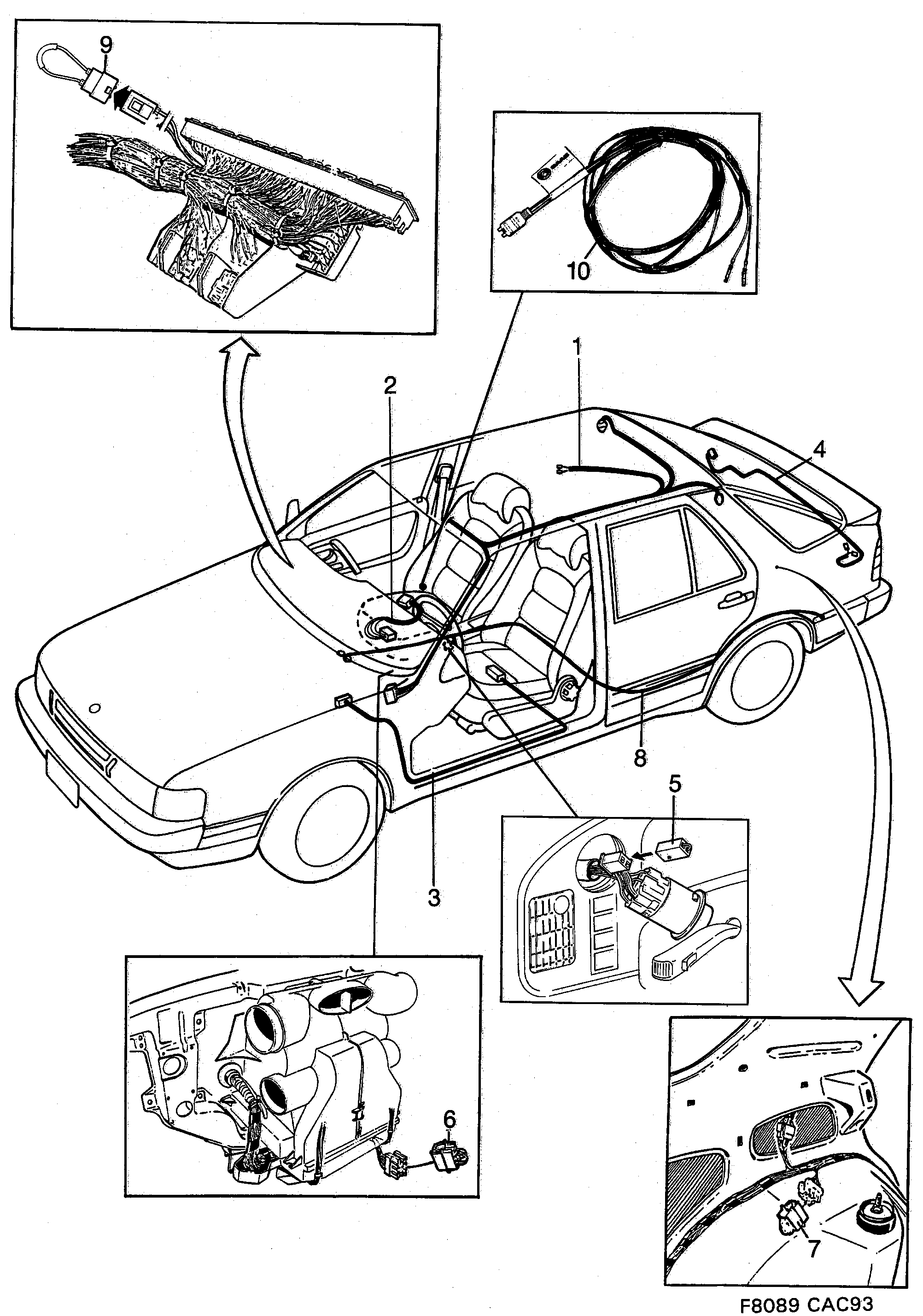Saab 9000 Compartment diagram