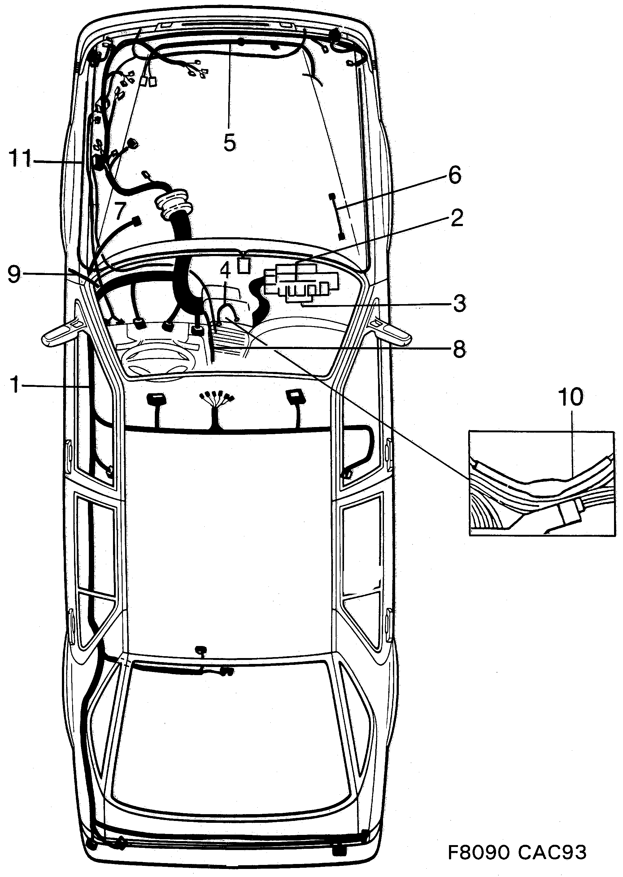 Saab 9000 Main- and engine comp. diagram