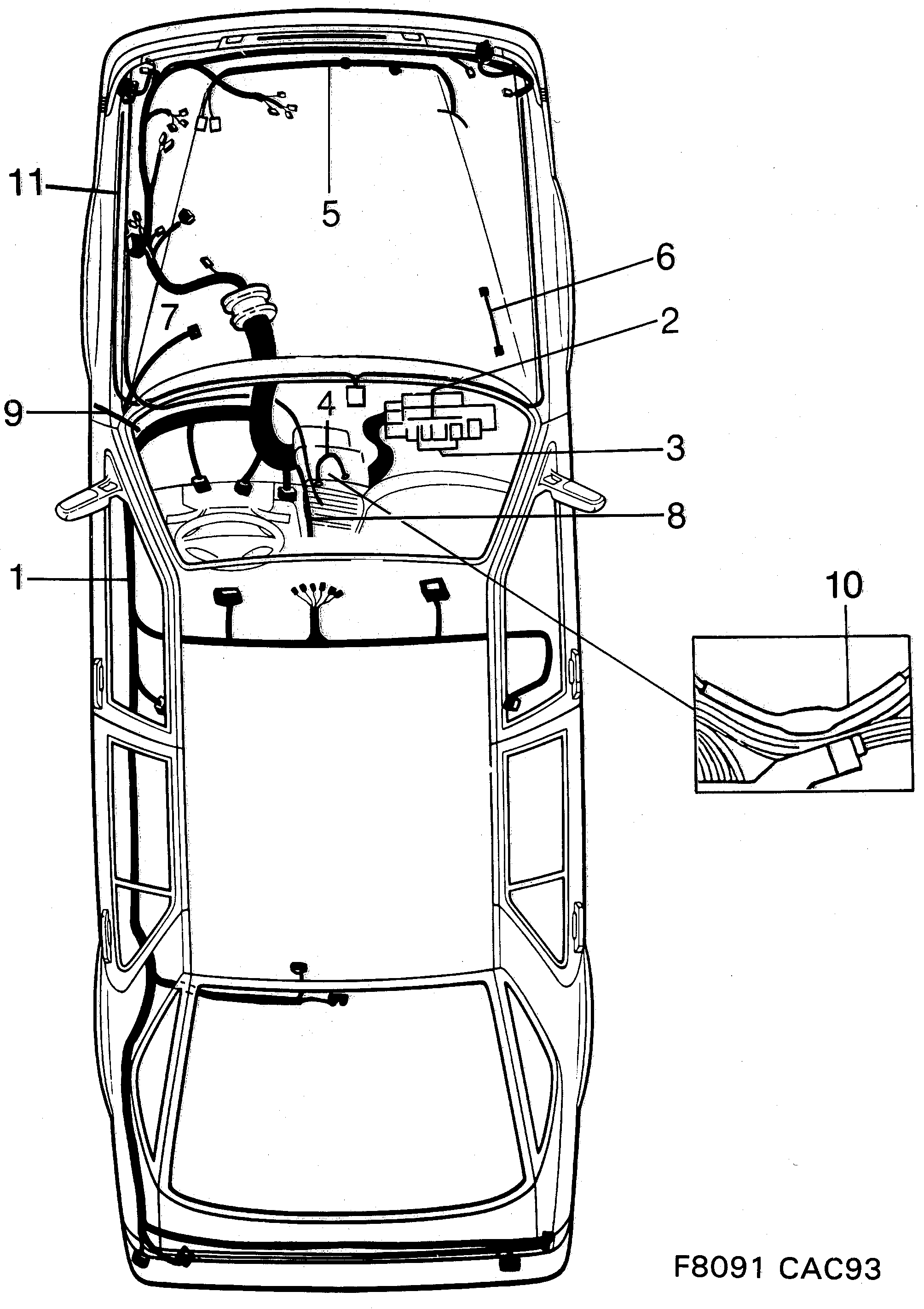 Saab 9000 Main- and engine comp. diagram