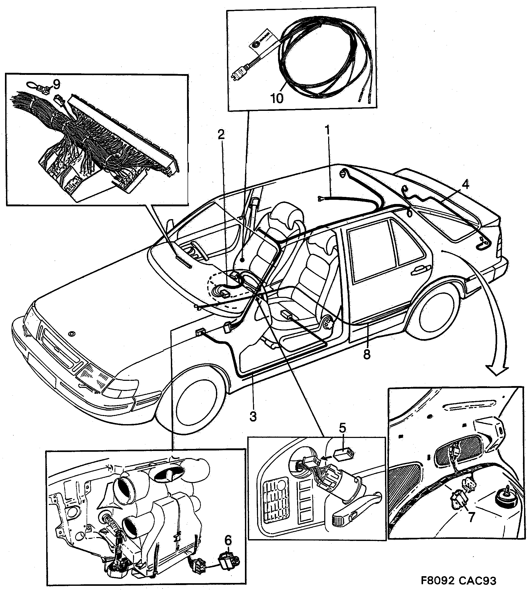 Saab 9000 Compartment diagram