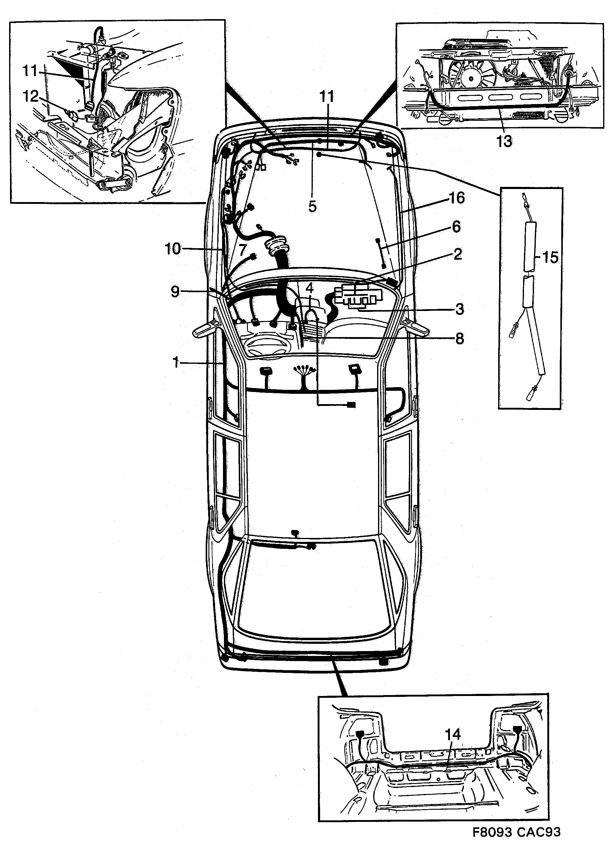 Saab 9000 Main- and engine comp. diagram