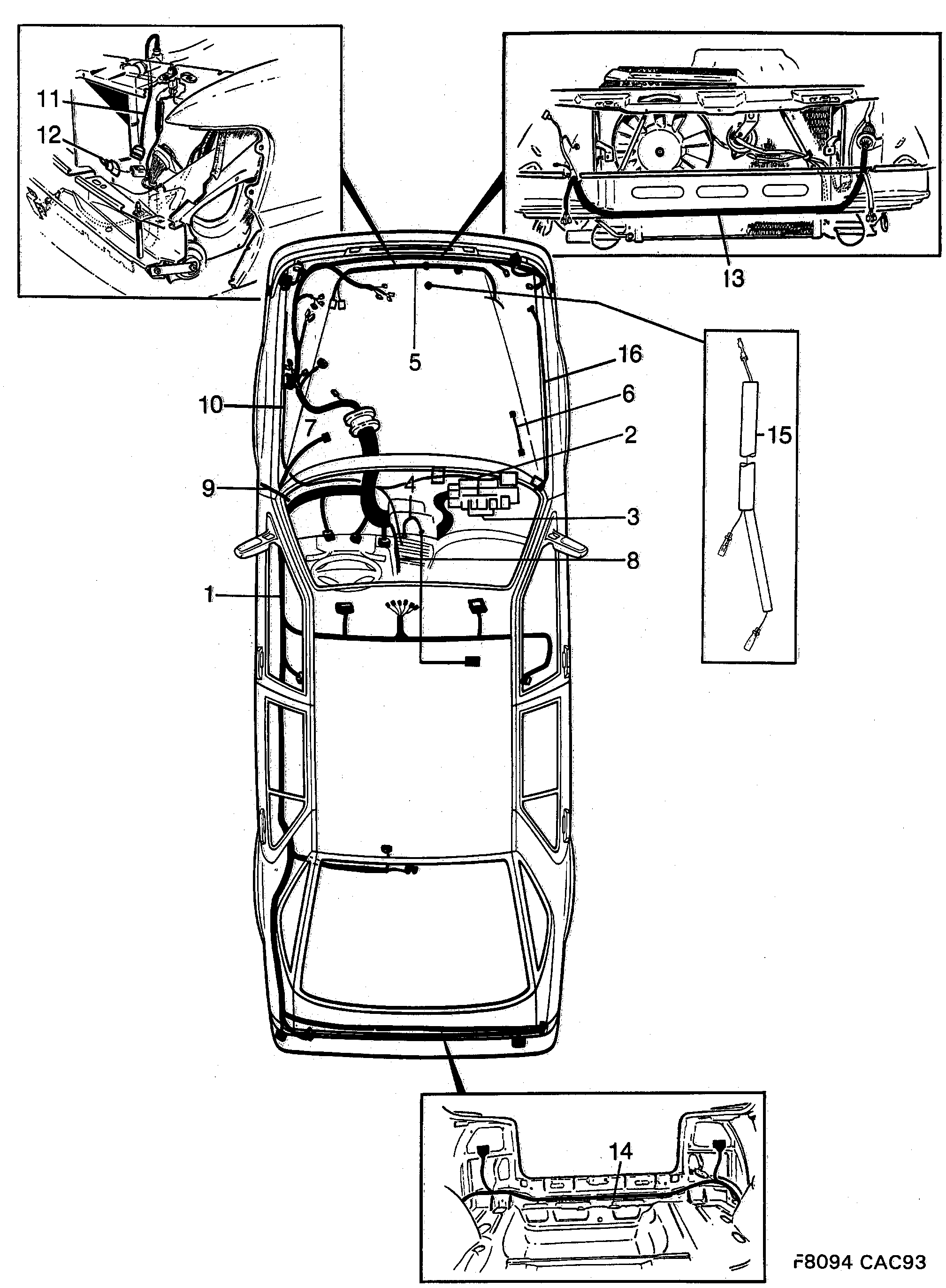 Saab 9000 Main- and engine comp. diagram