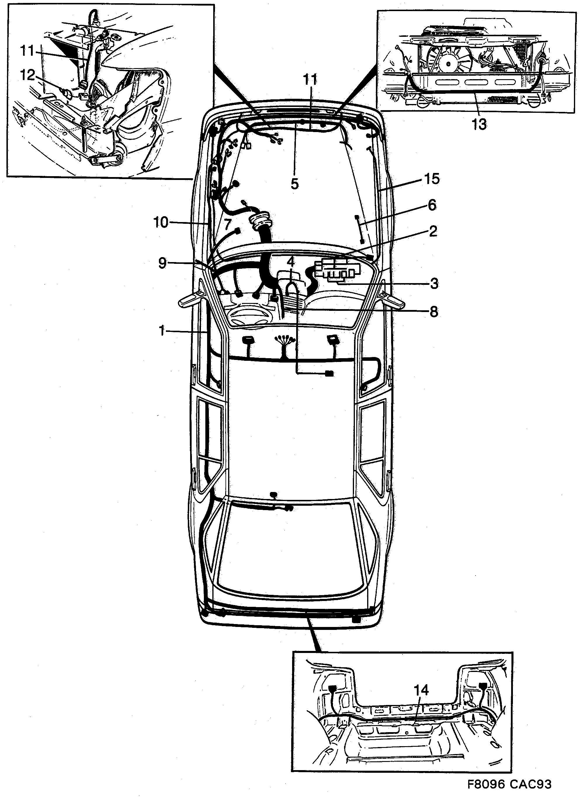 Saab 9000 Main- and engine comp. diagram