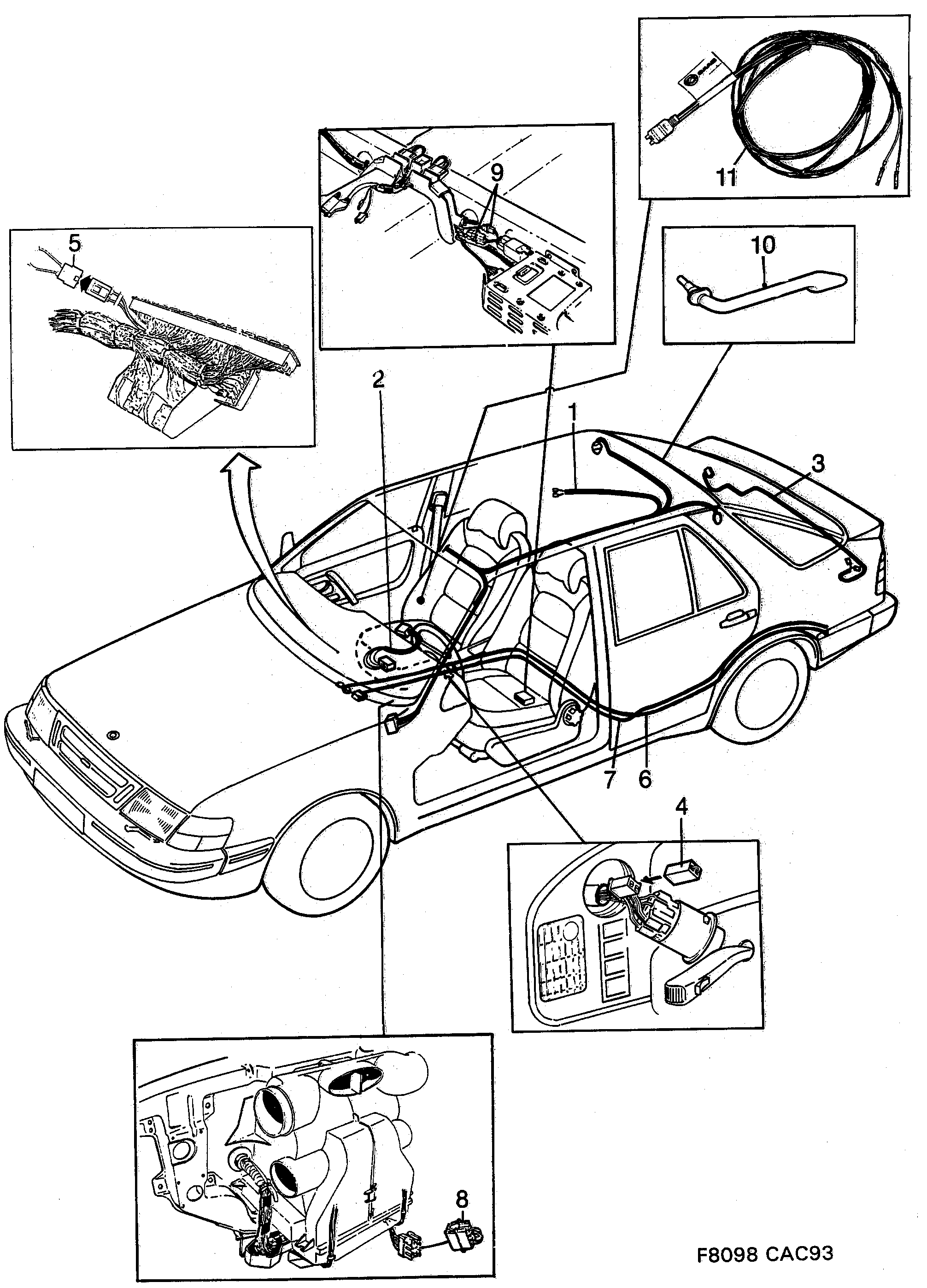 Saab 9000 Compartment diagram