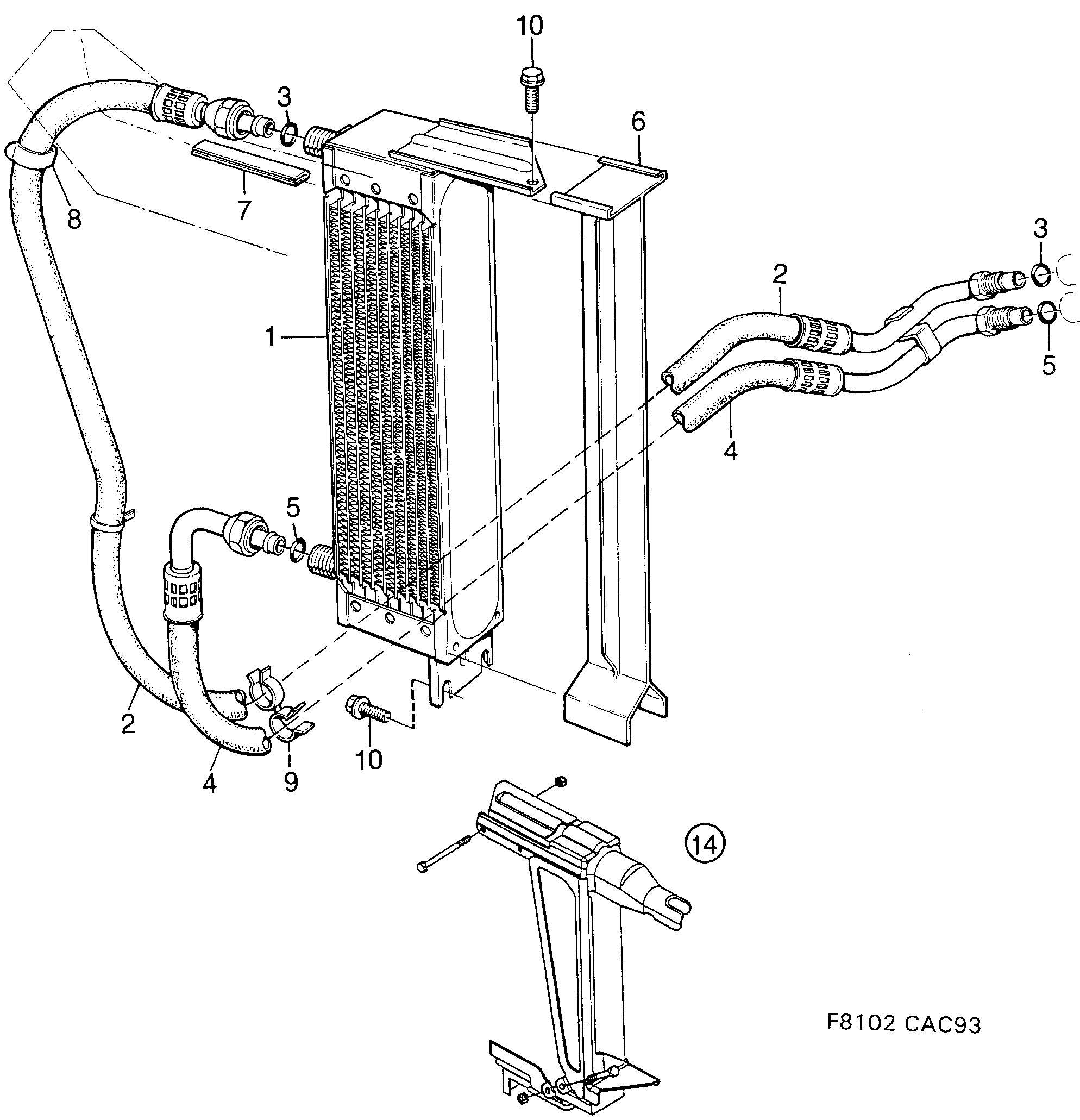 Saab 9000 Air oil cooler Engine diagram