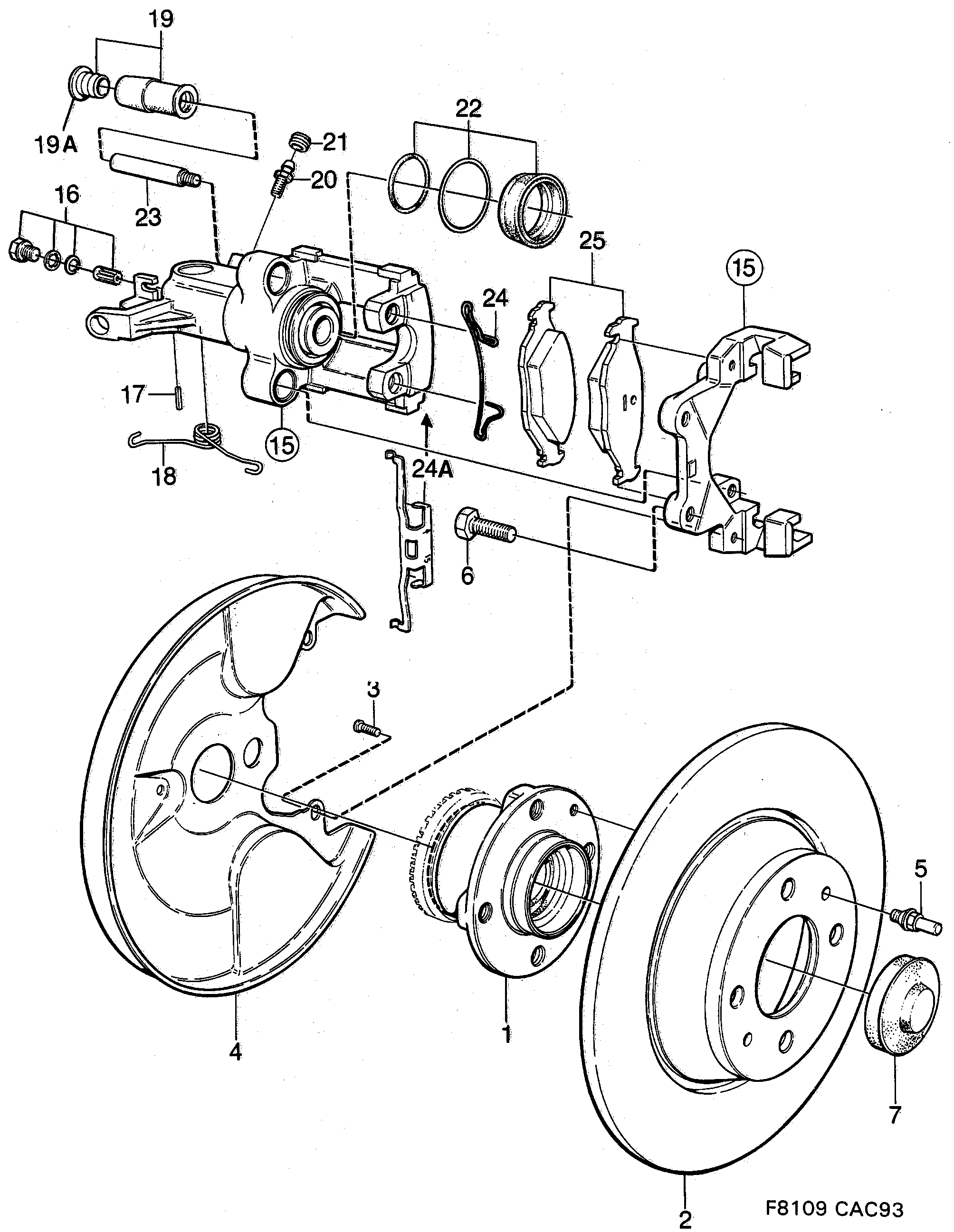 Saab 9000 Rear wheel brake diagram