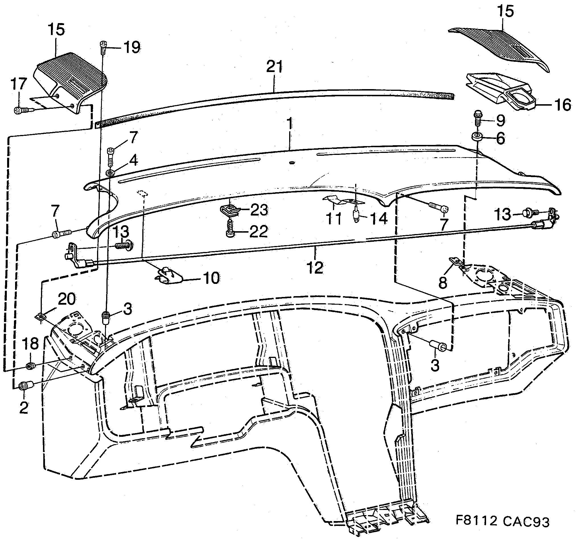 Saab 9000 Upper section diagram