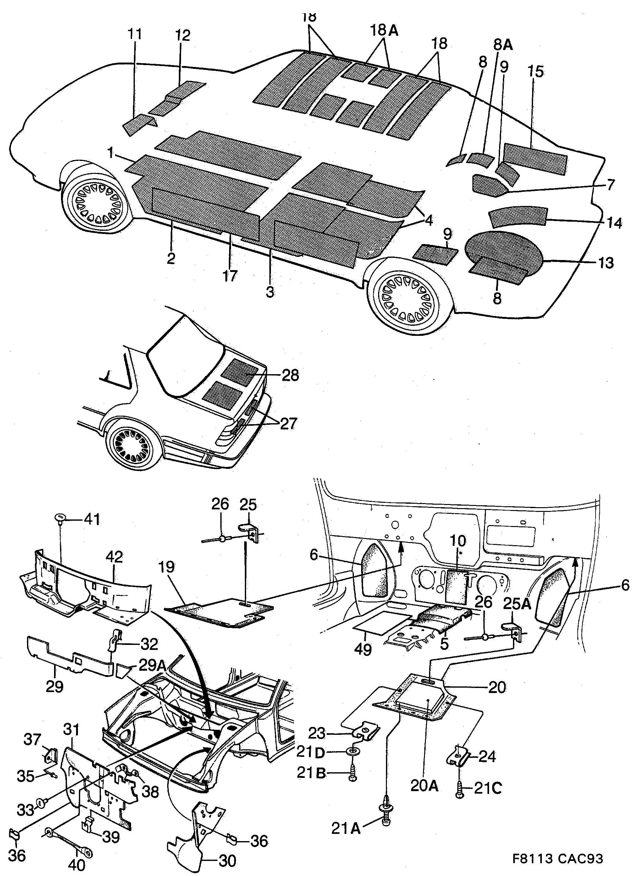 Saab 9000 Sound insulation diagram