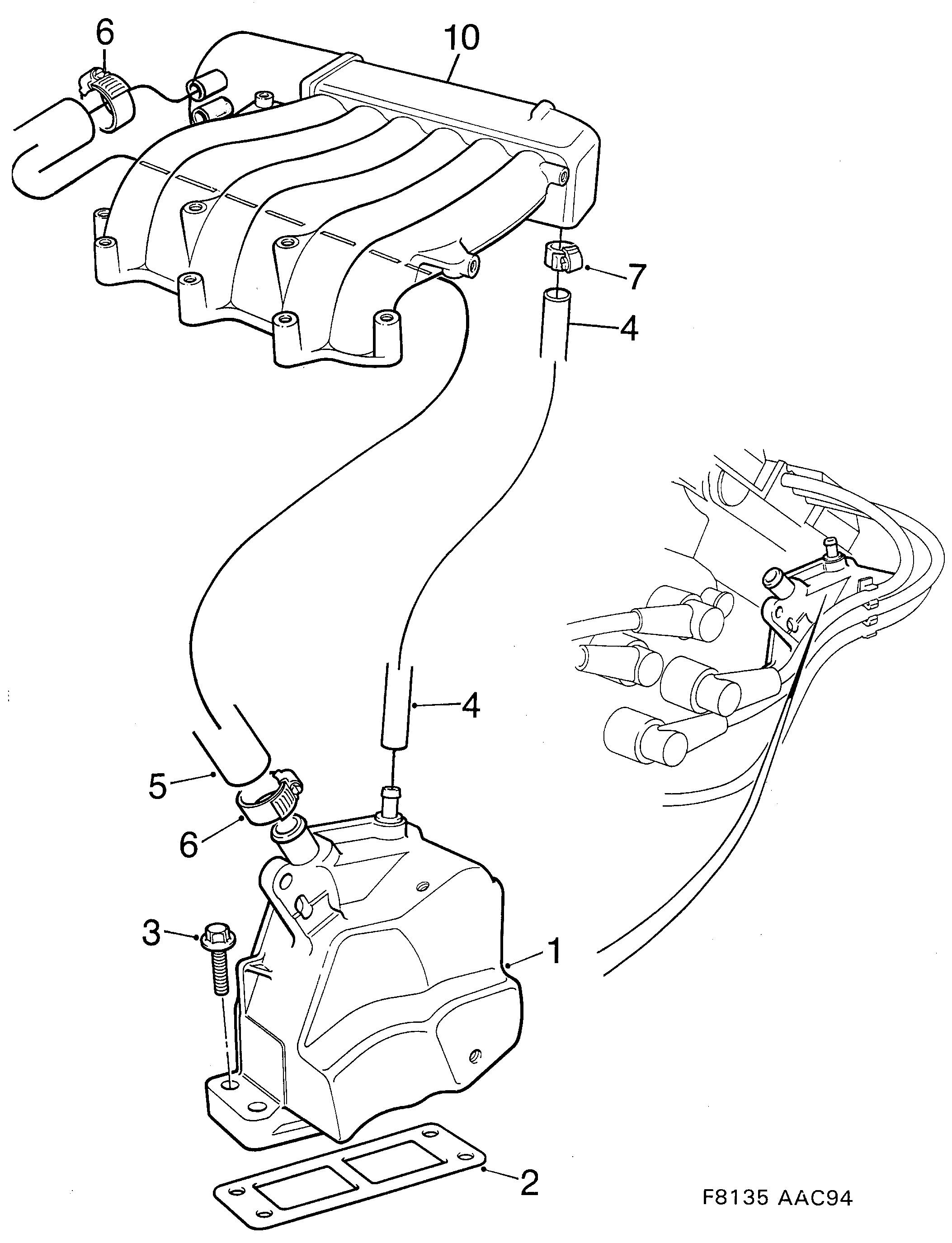 Saab 900 Crank case ventilation diagram