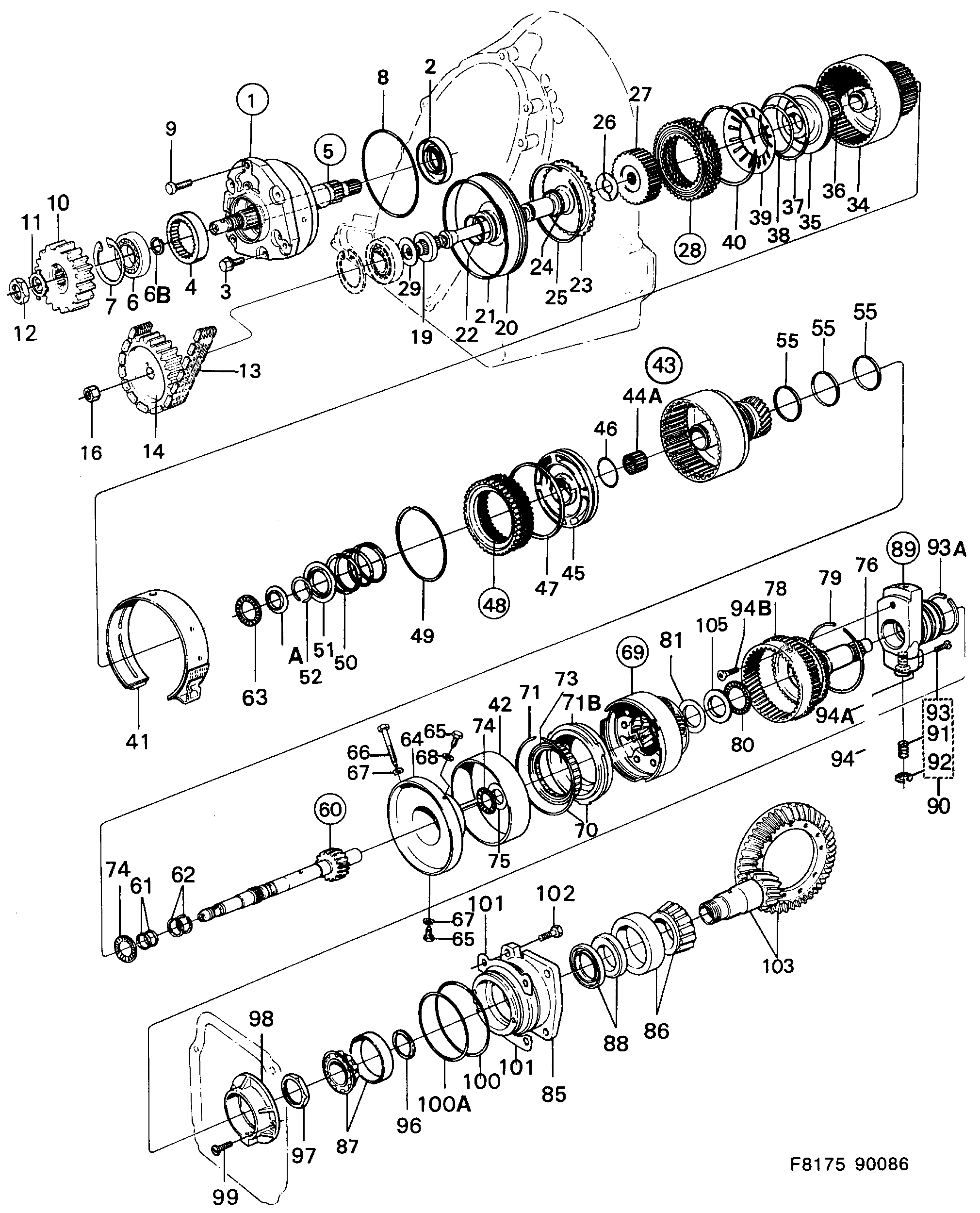 Saab 900 Gears, pinion, etc diagram