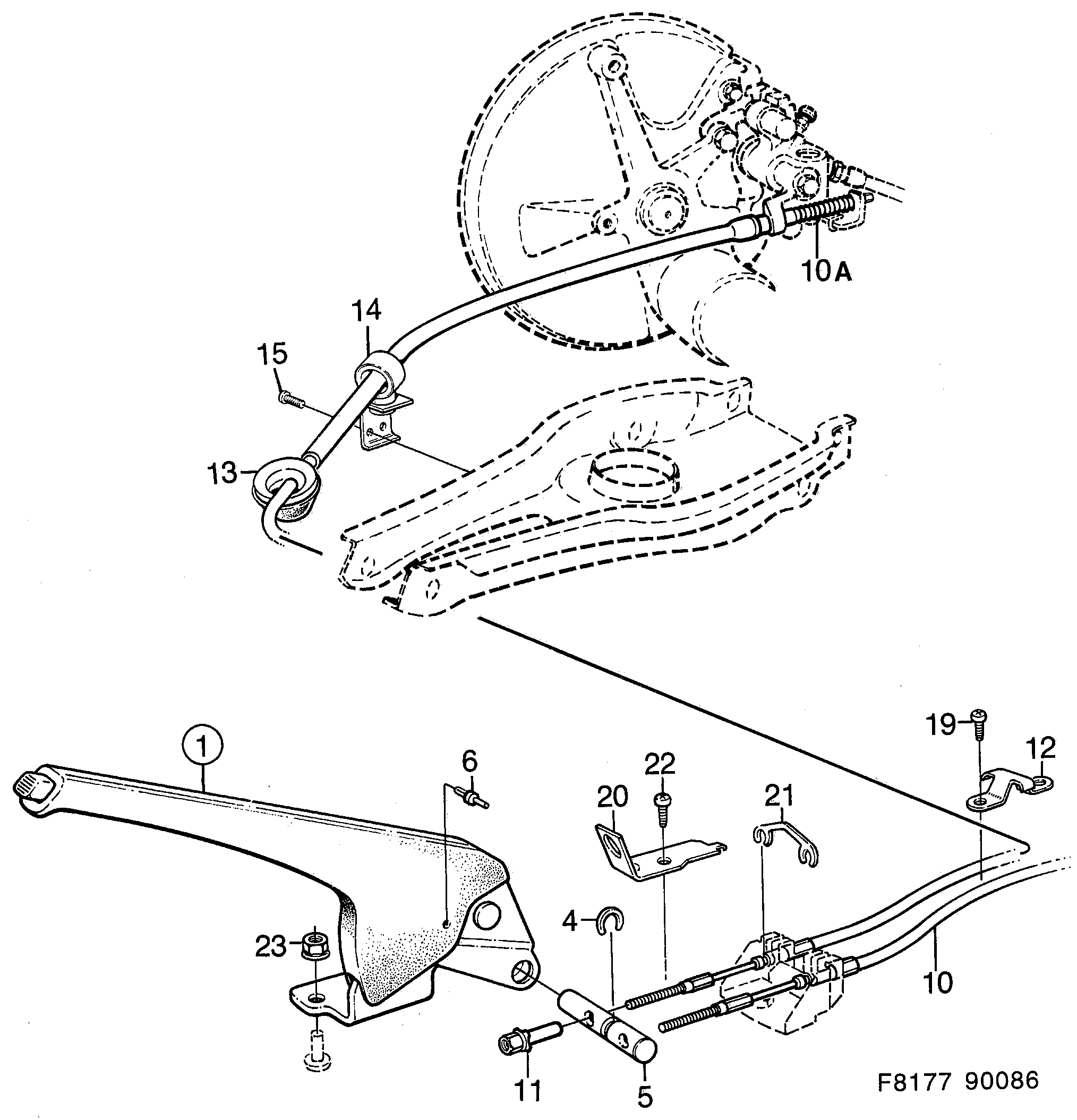 Saab 900 Parking brake system diagram