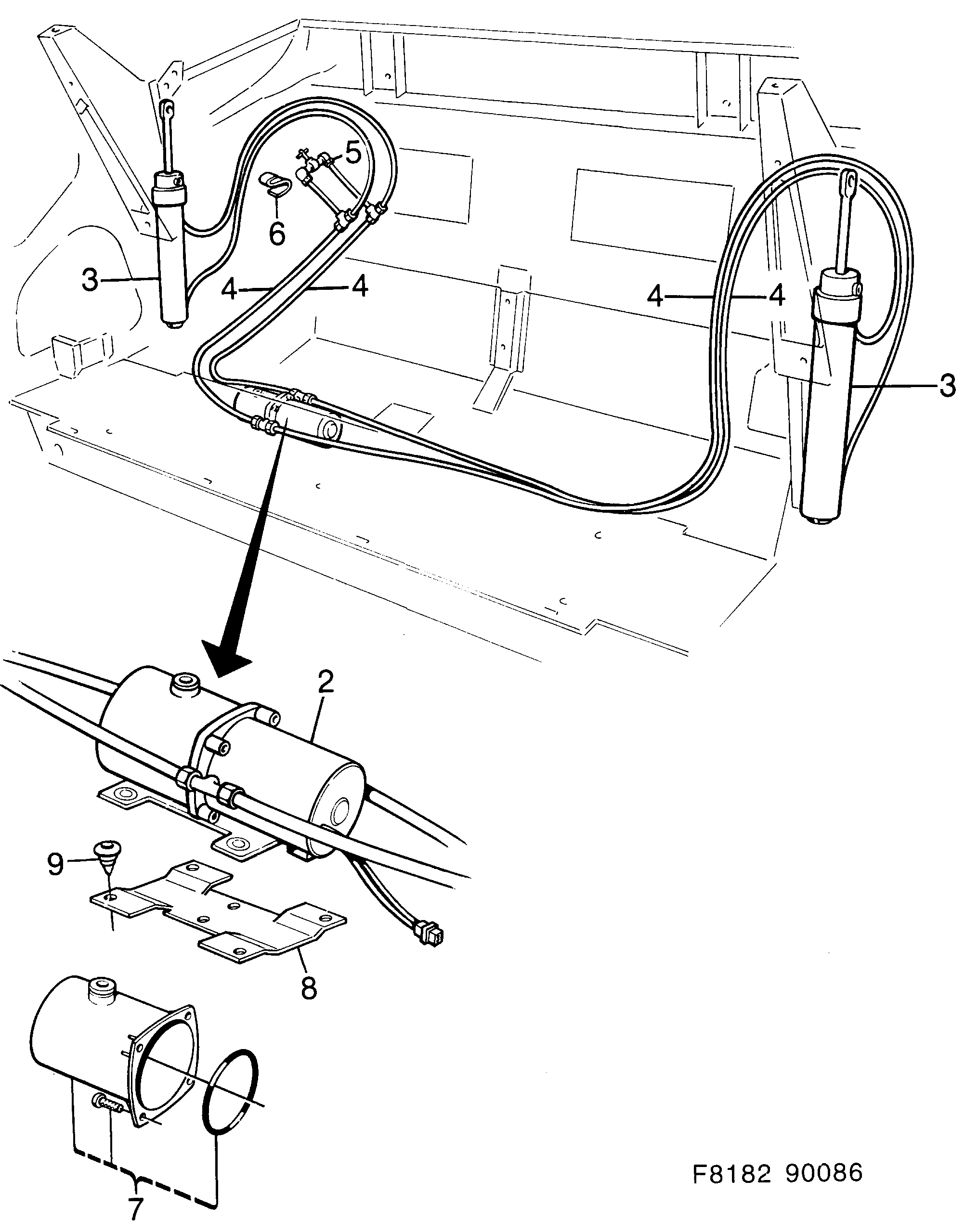 Saab 900 Hydraulic system Convertible diagram