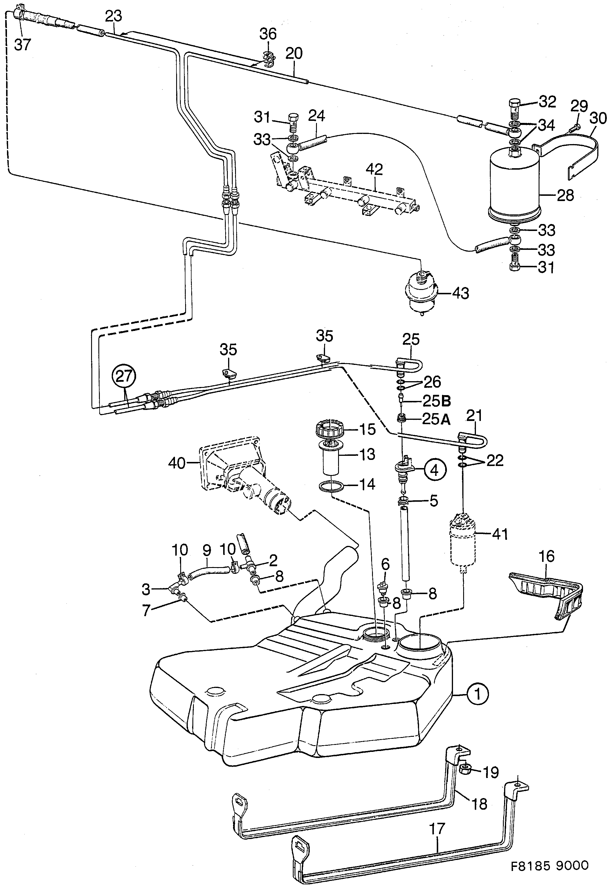Saab 9000 Fuel tank diagram