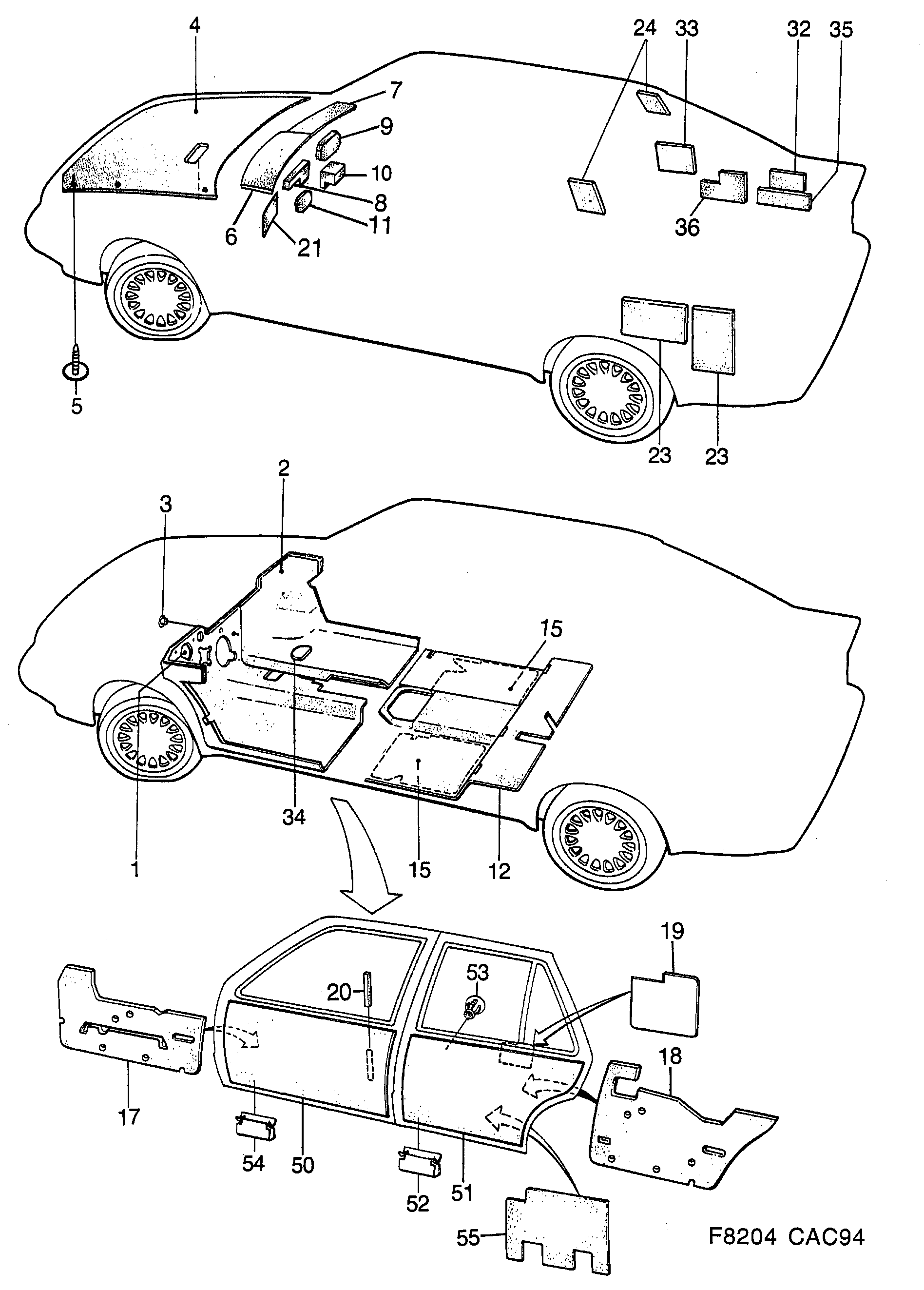 Saab 9000 Insulation diagram