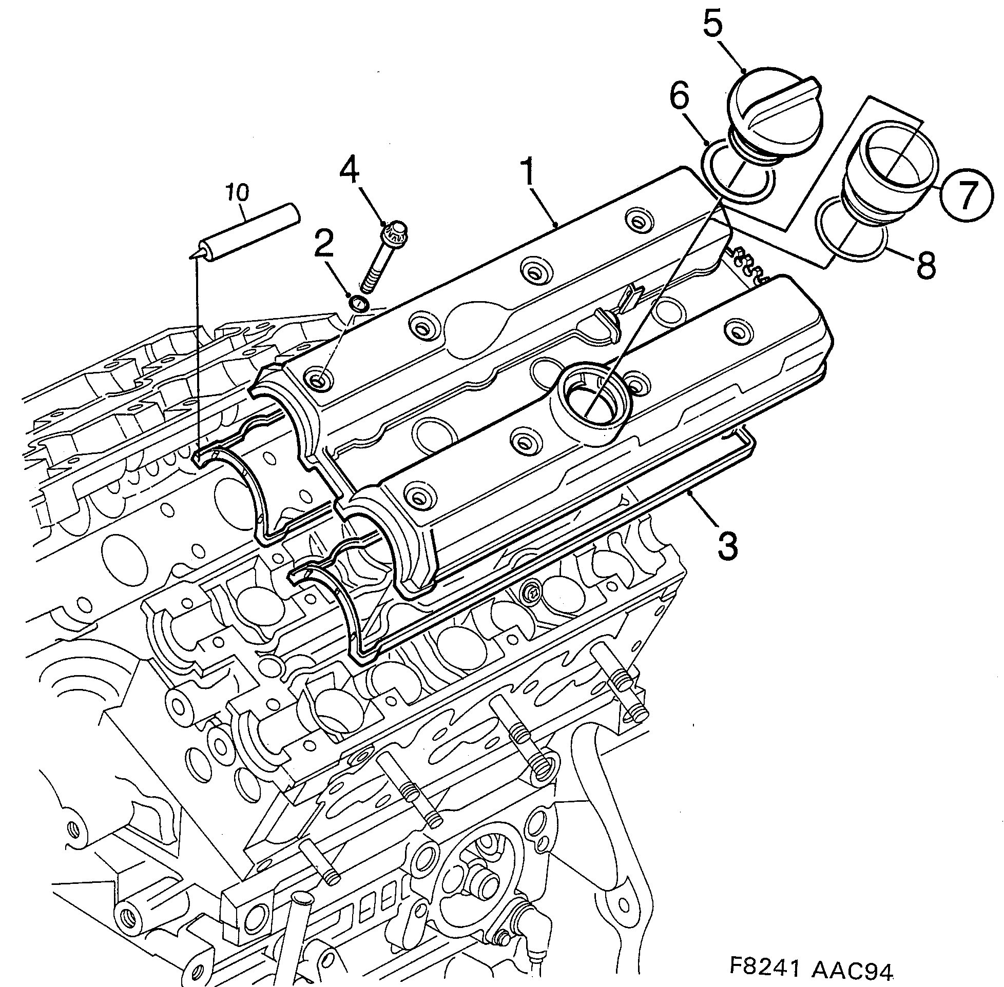 Saab 900 Valve cover diagram