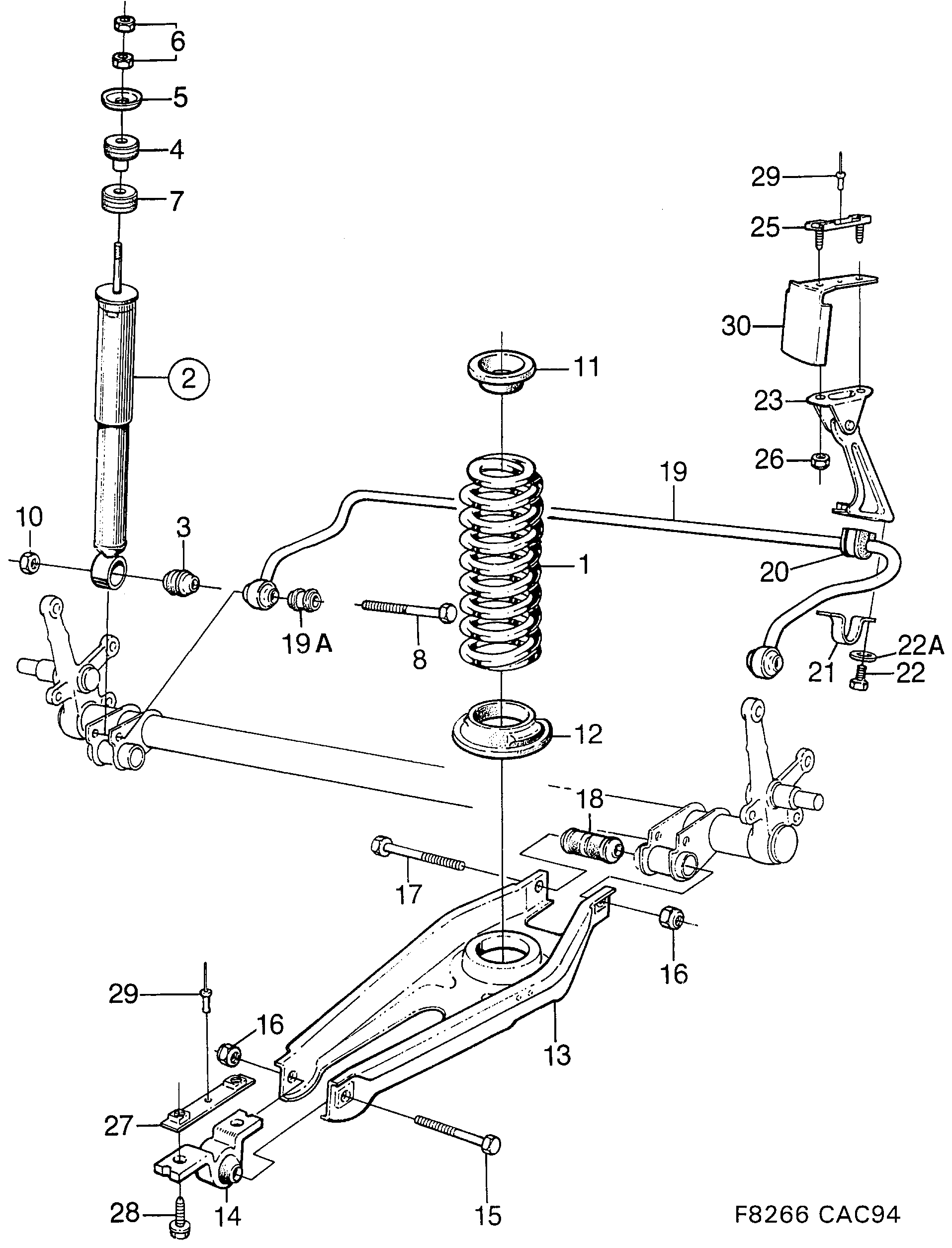 Saab 9000 Rear suspension diagram
