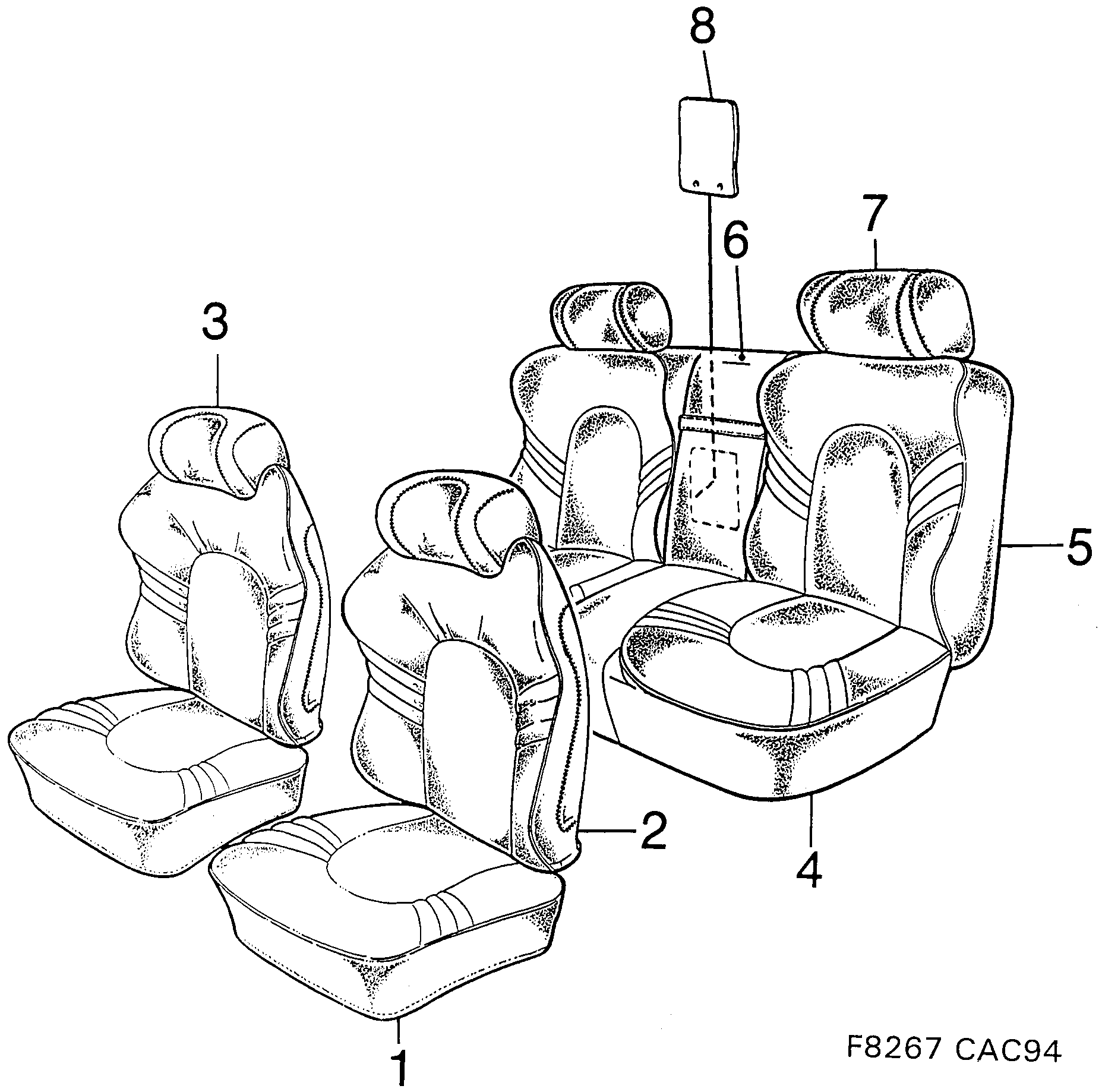 Saab 9000 Covers Leather, Sports design diagram