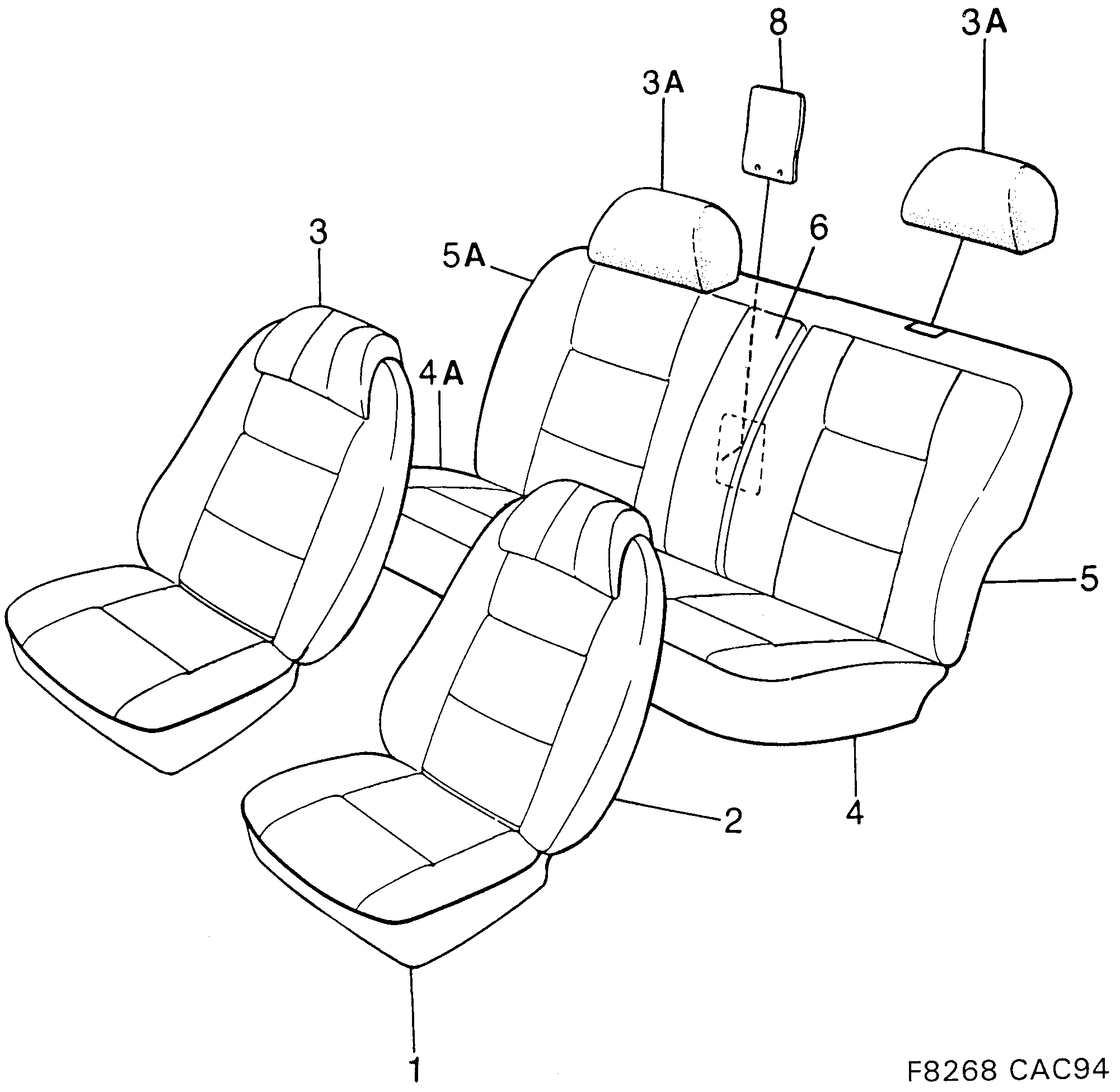 Saab 9000 Covers Textile diagram