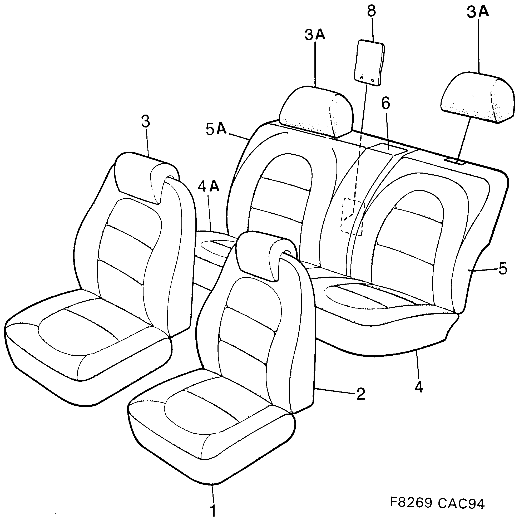 Saab 9000 Covers Leather, Contour design diagram