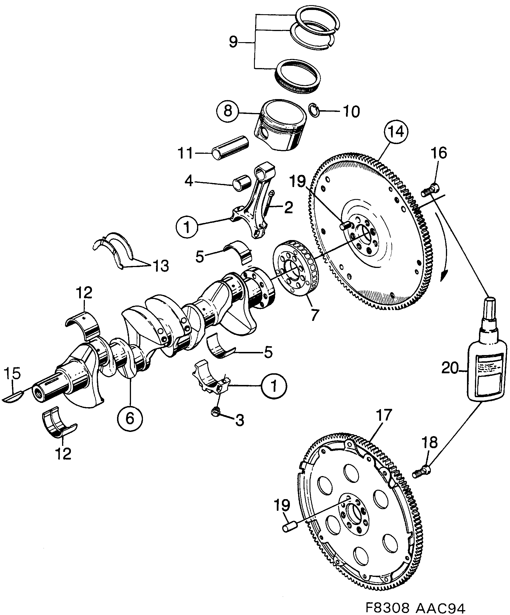 Saab 900 Crankshaft Piston diagram